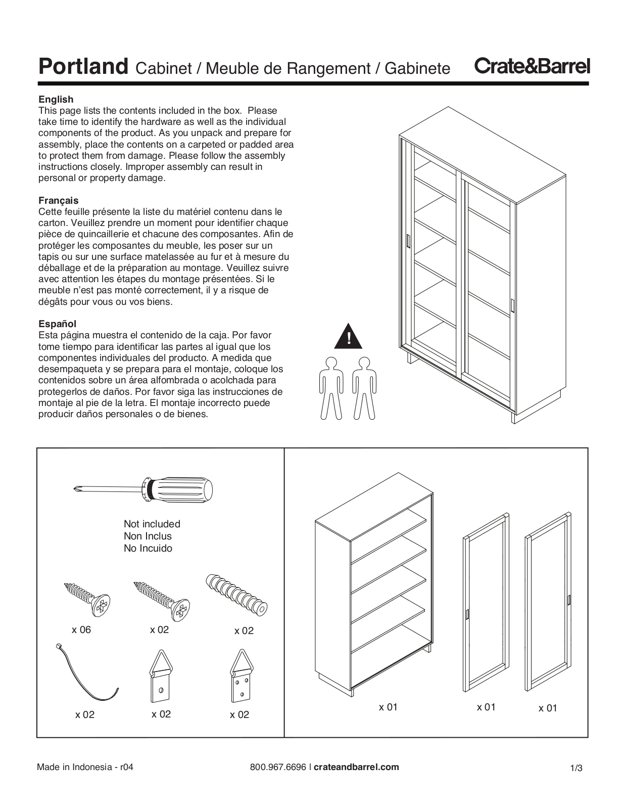 Crate & Barrel Portland Cabinet Assembly Instruction