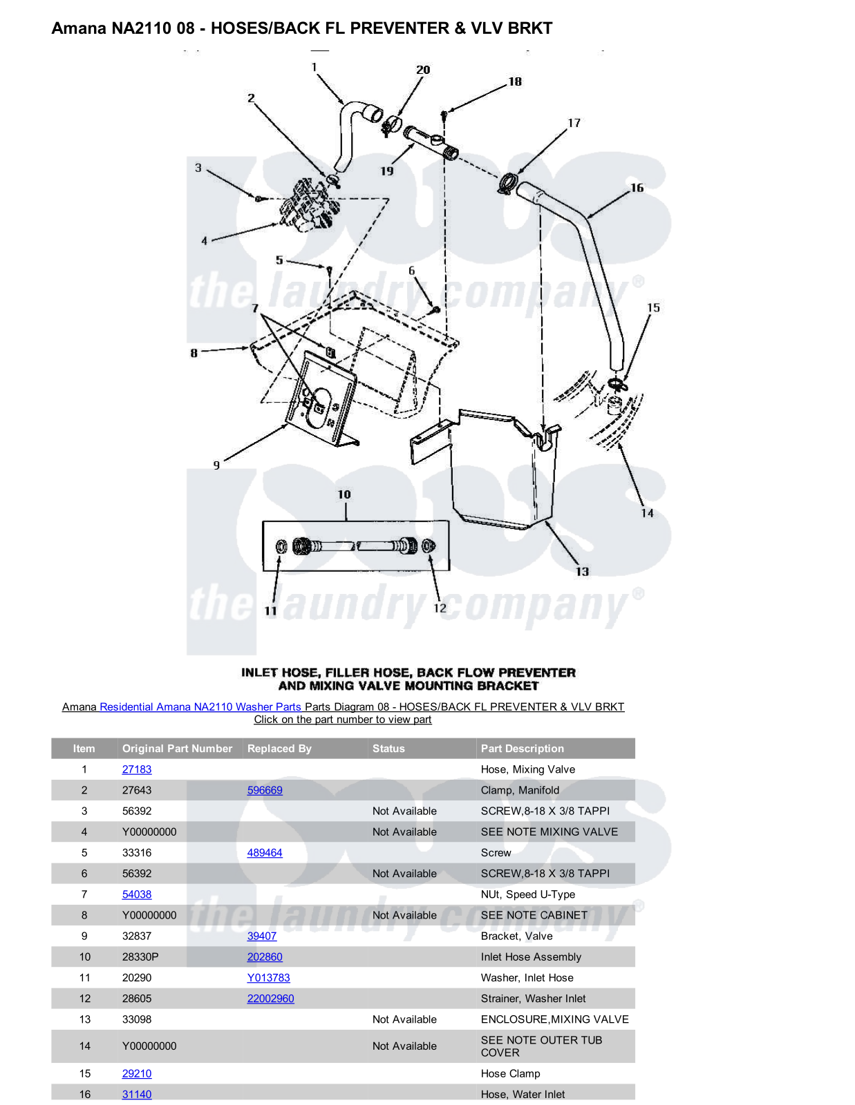 Amana NA2110 Parts Diagram