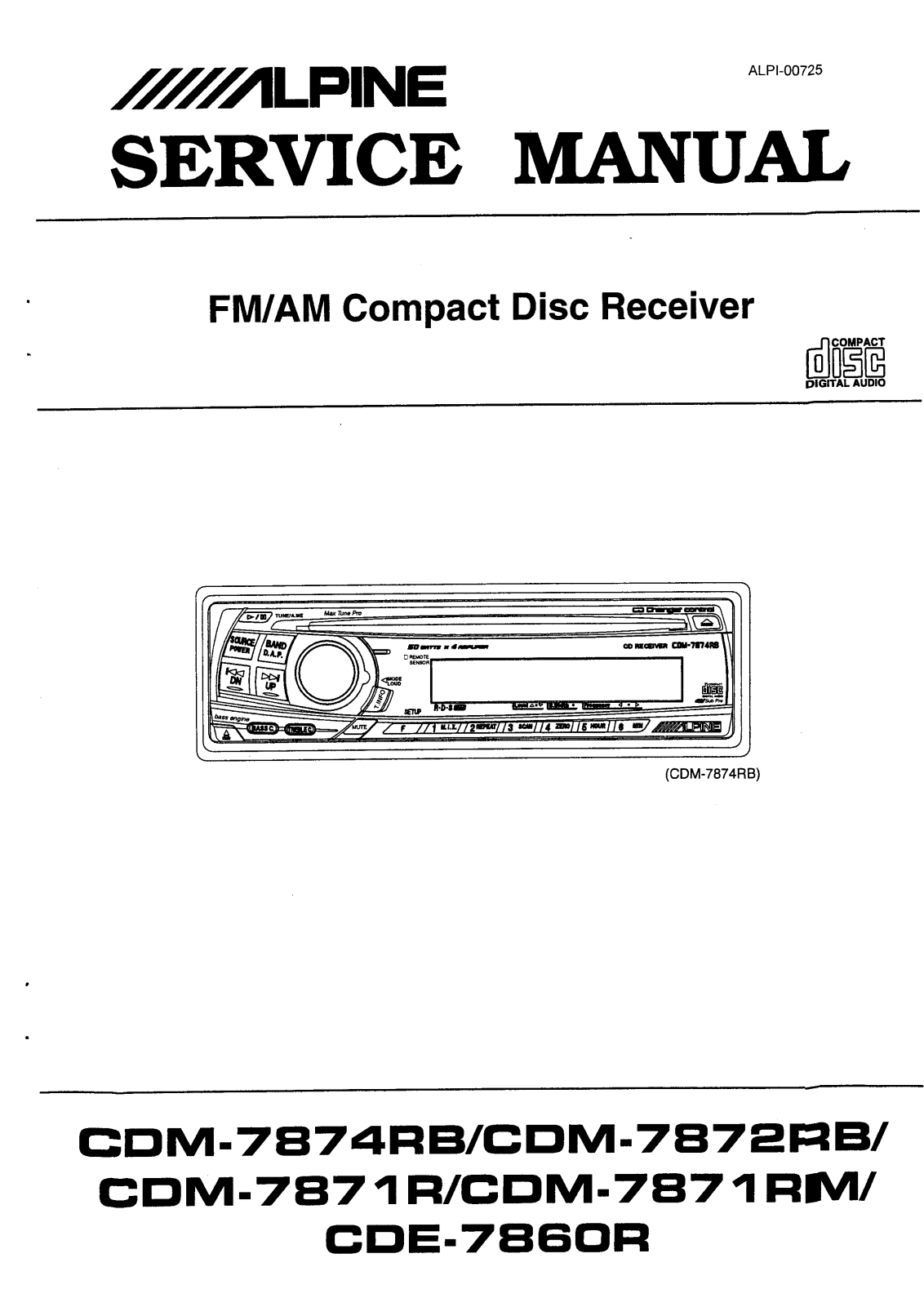 Alpine CDM7860R Service Manual