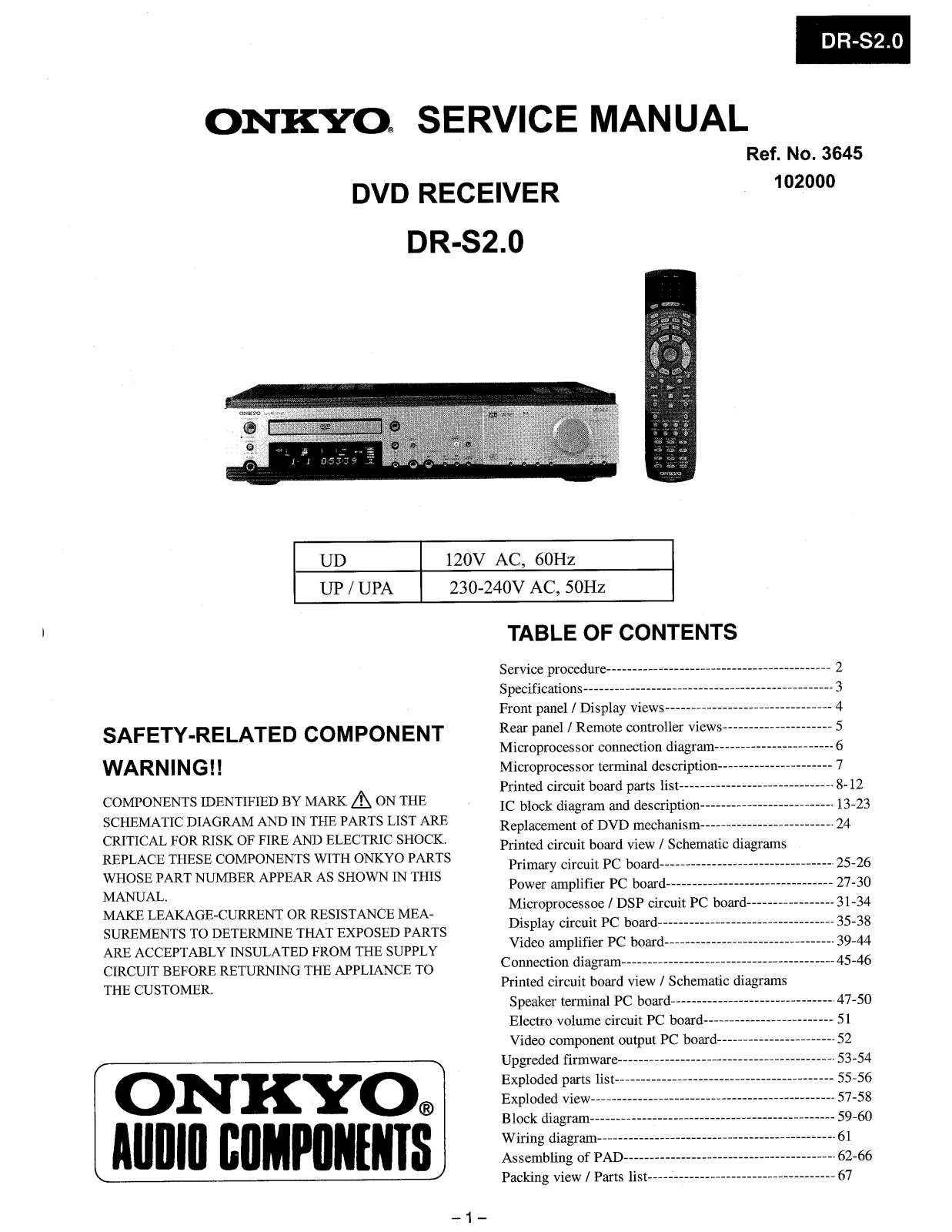 Onkyo DRS-2.0 Service manual