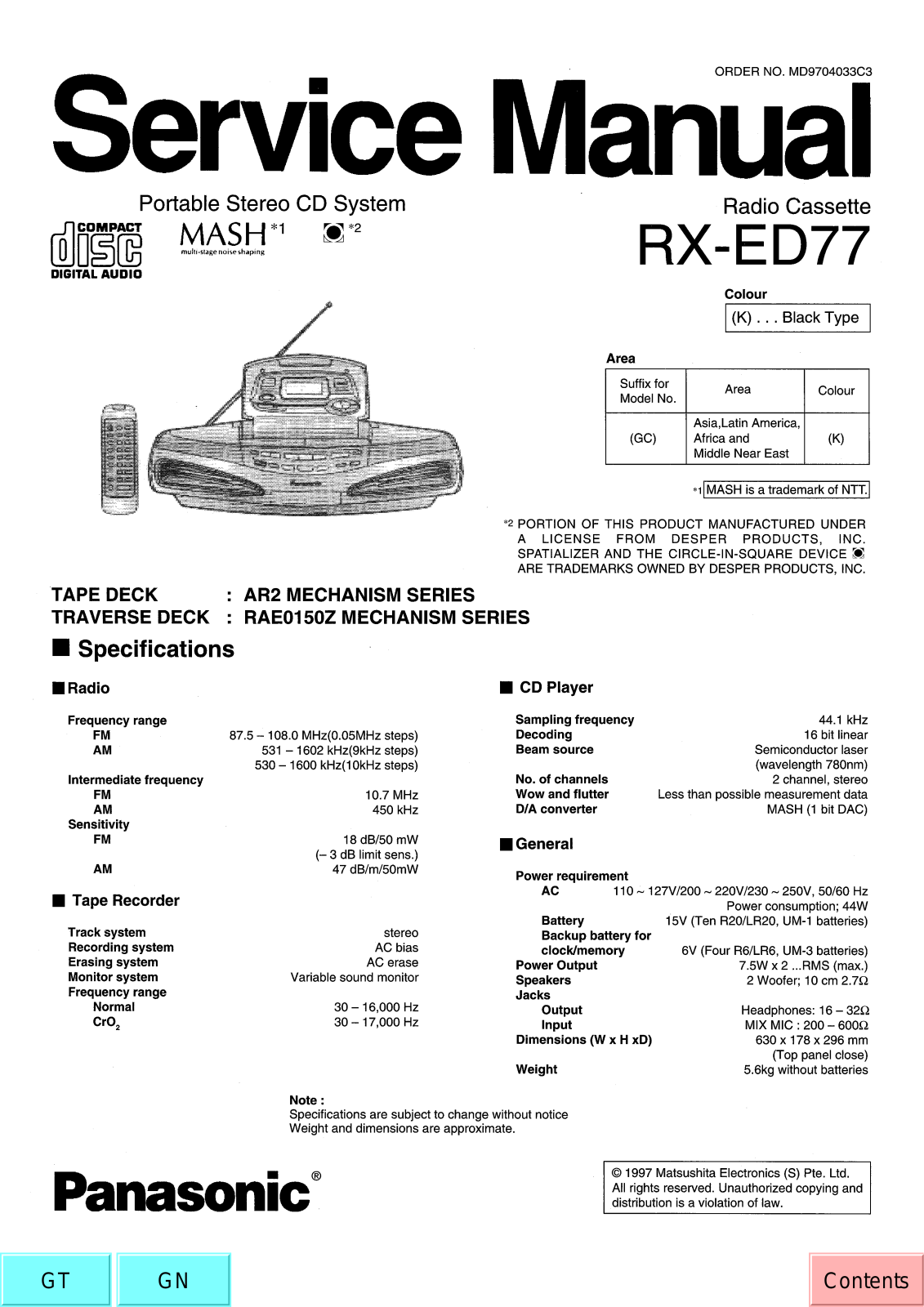 JVC RX ED77 GC Service Manual