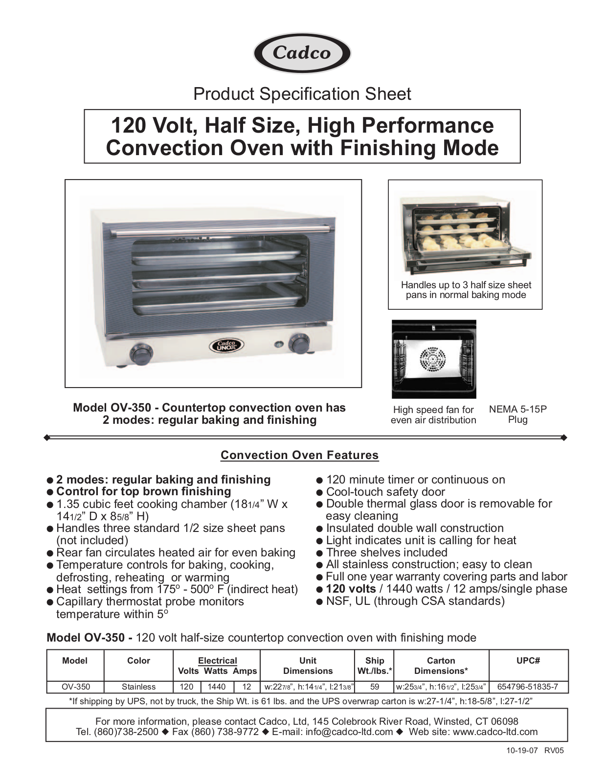 Cadco OV-350 User Manual