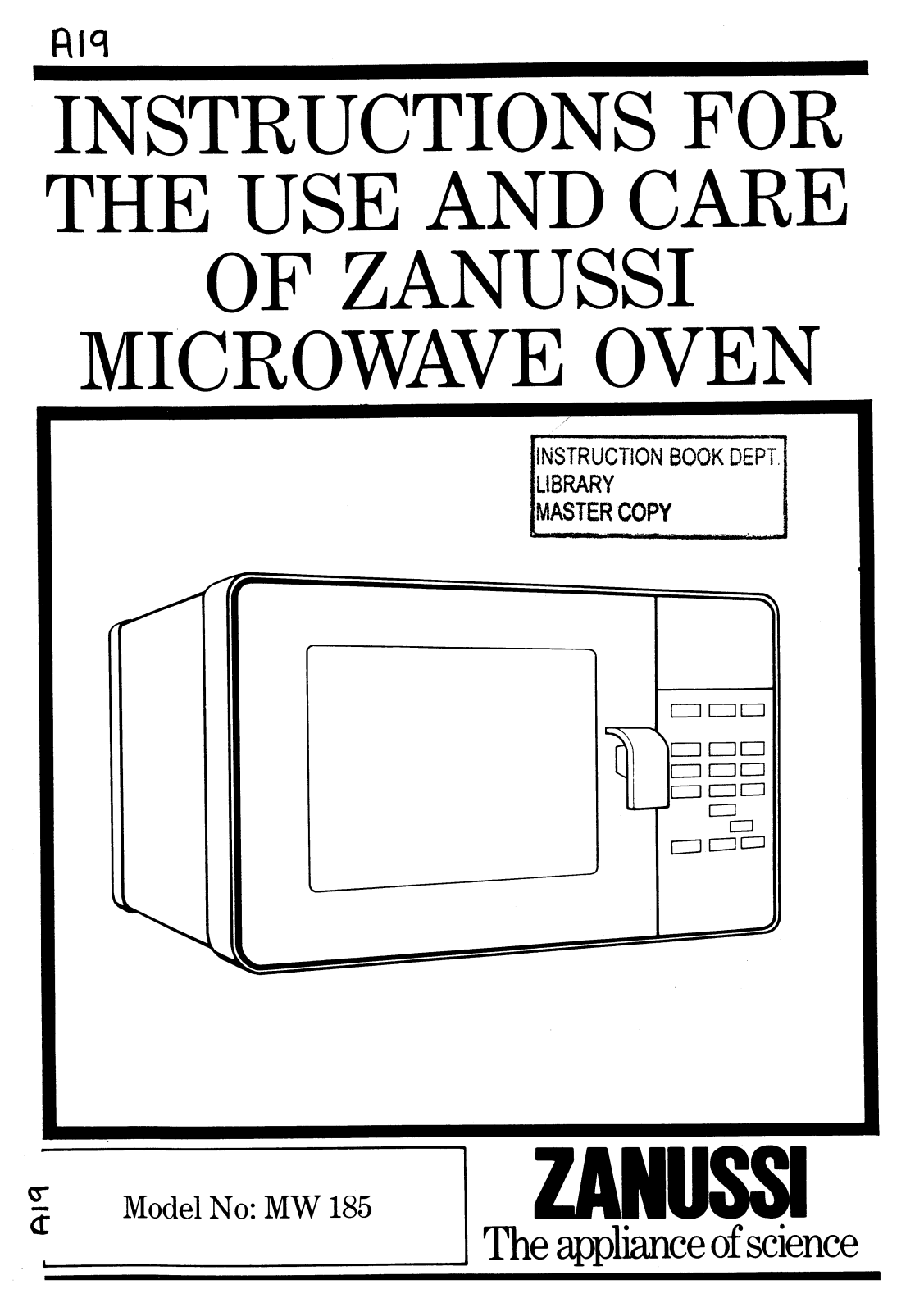 Zanussi MW 185 User Manual