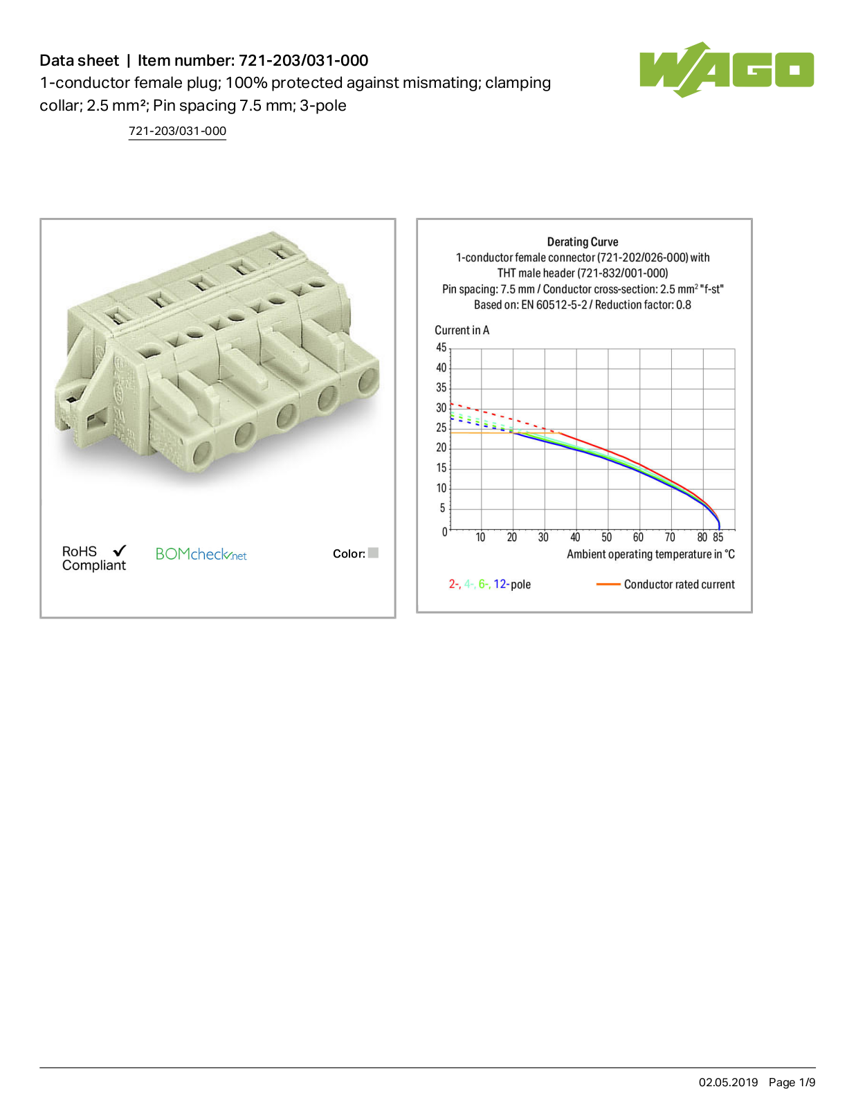 Wago 721-203/031-000 Data Sheet