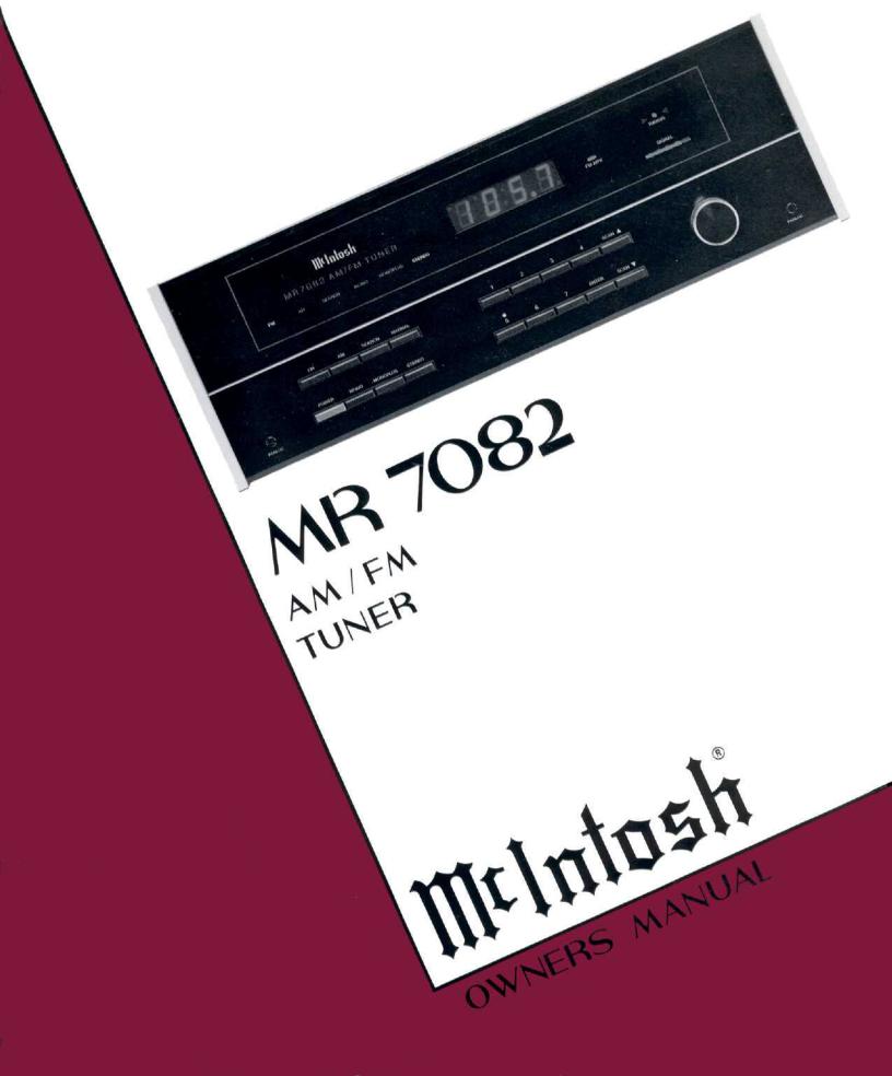 McIntosh MR-7082 Owners manual