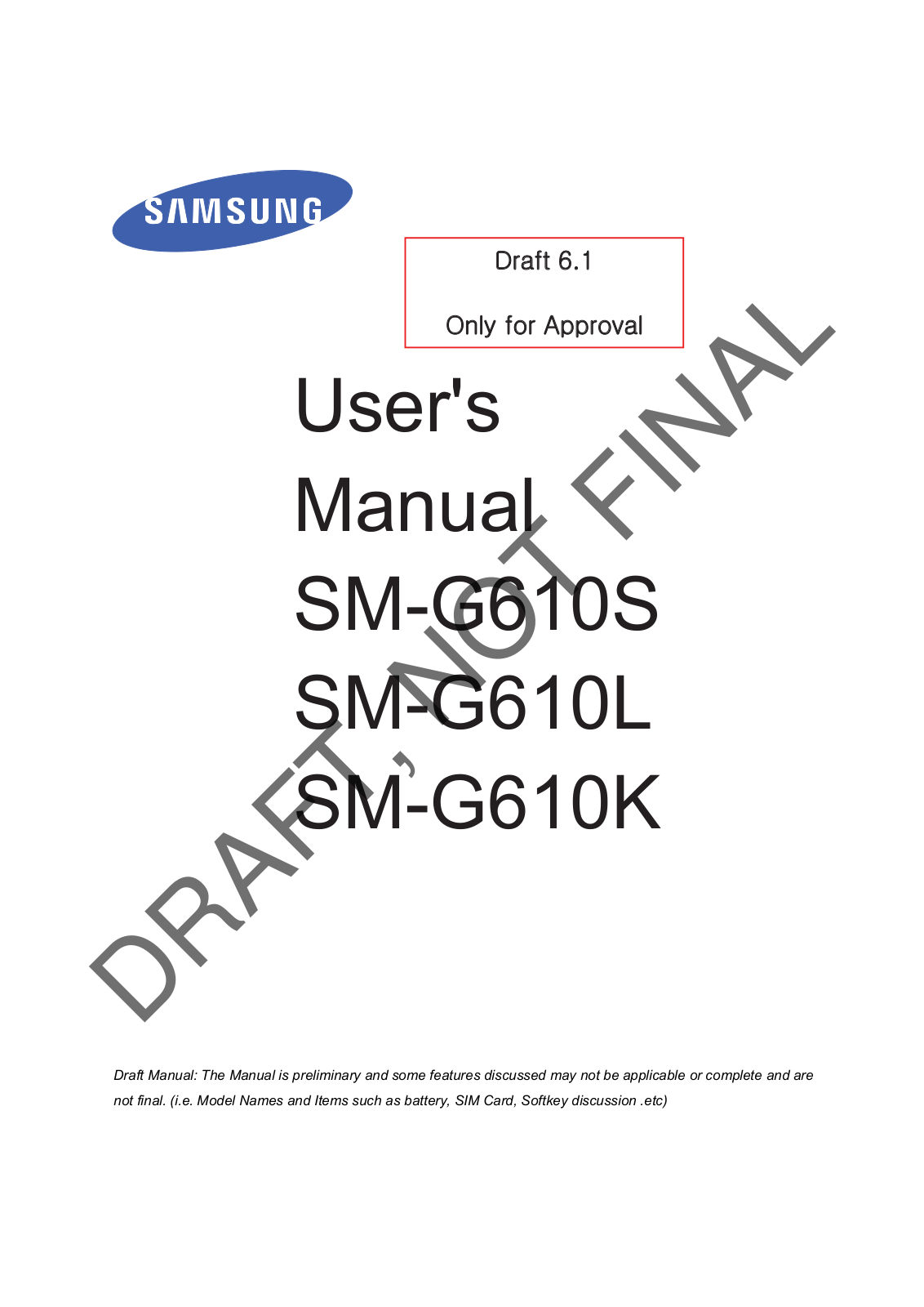 Samsung SMG610KOR Users Manual