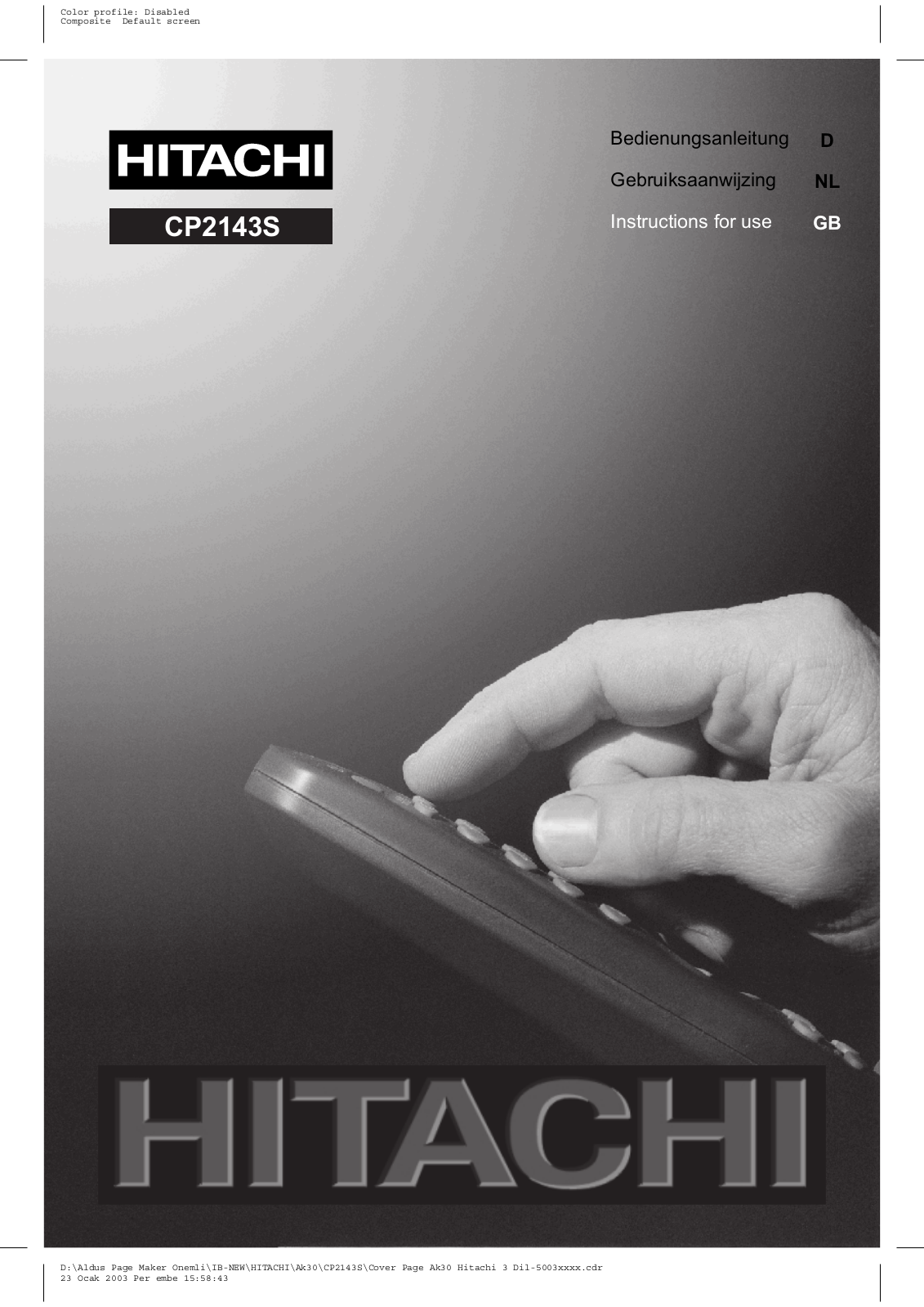 Hitachi CP2143S User Manual