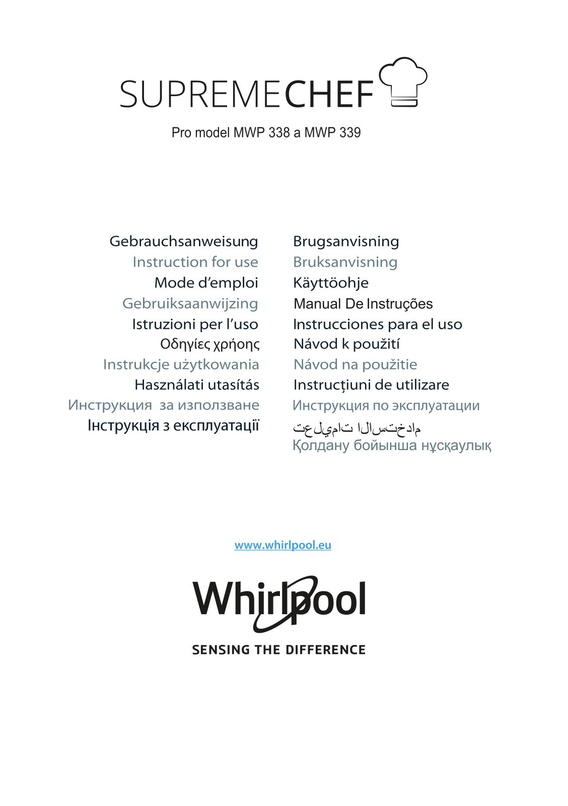 Whirlpool MWP 339 SB, MWP 338 W, MWP 338 SX, MWP 338 SB User Manual