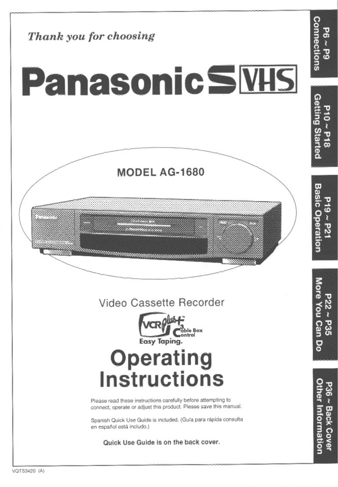 Panasonic ag1680 Operation Manual