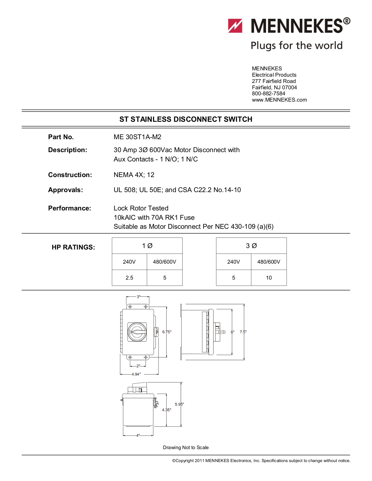 Mennekes Electrical Products ME30ST1A-M2 Data sheet