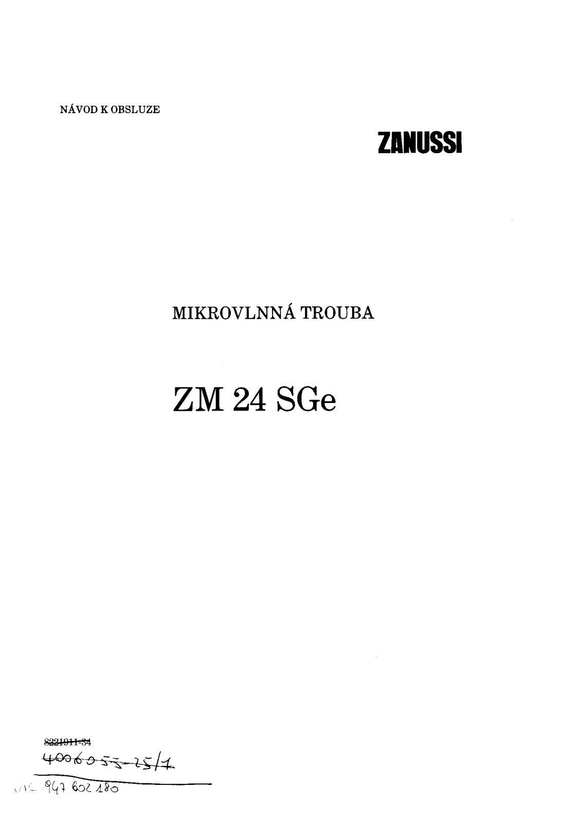 Zanussi ZM24SGE User Manual