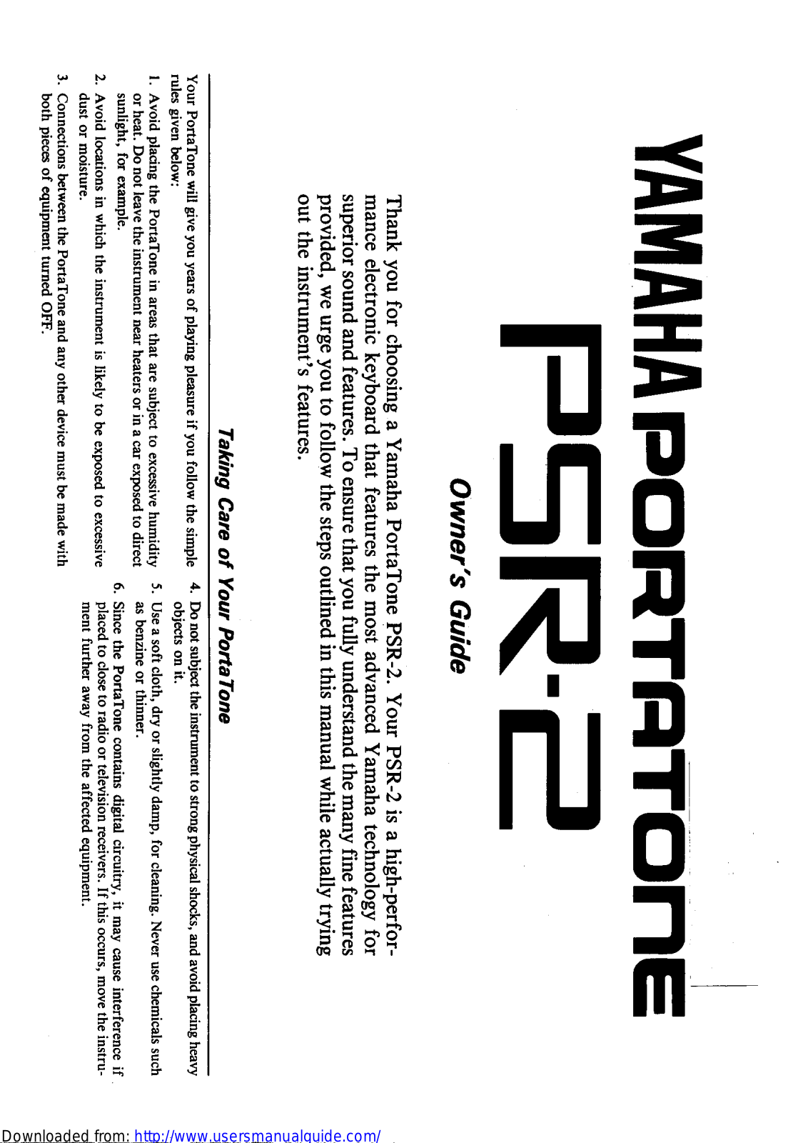 Yamaha Audio PSR-2 User Manual