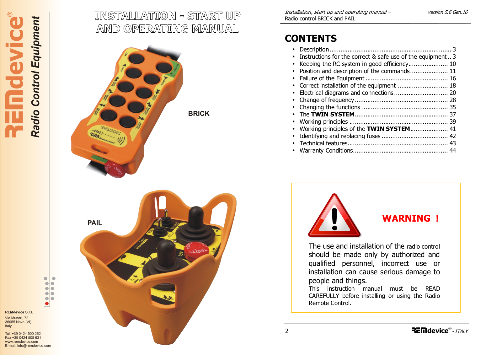 REMdevice BRICK, PAIL Installation And Operating Manual - ManualMachine.com