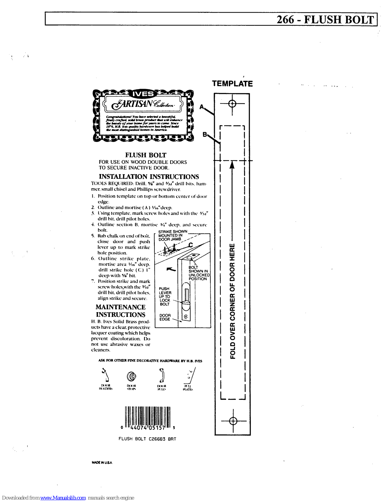 Ives 266 Installation Instructions Manual