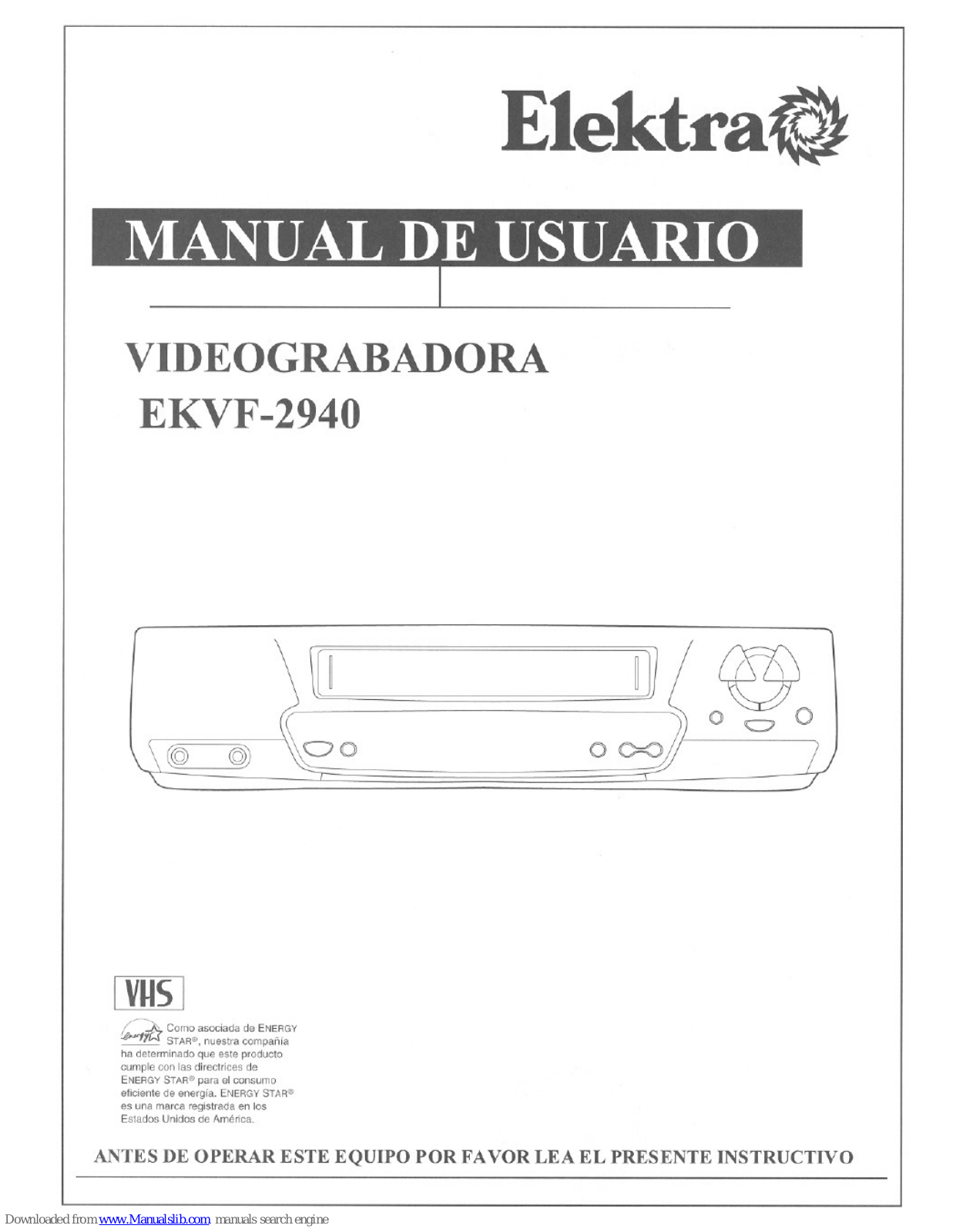 ELEKTRA EKVF2940 Manual De Usuario