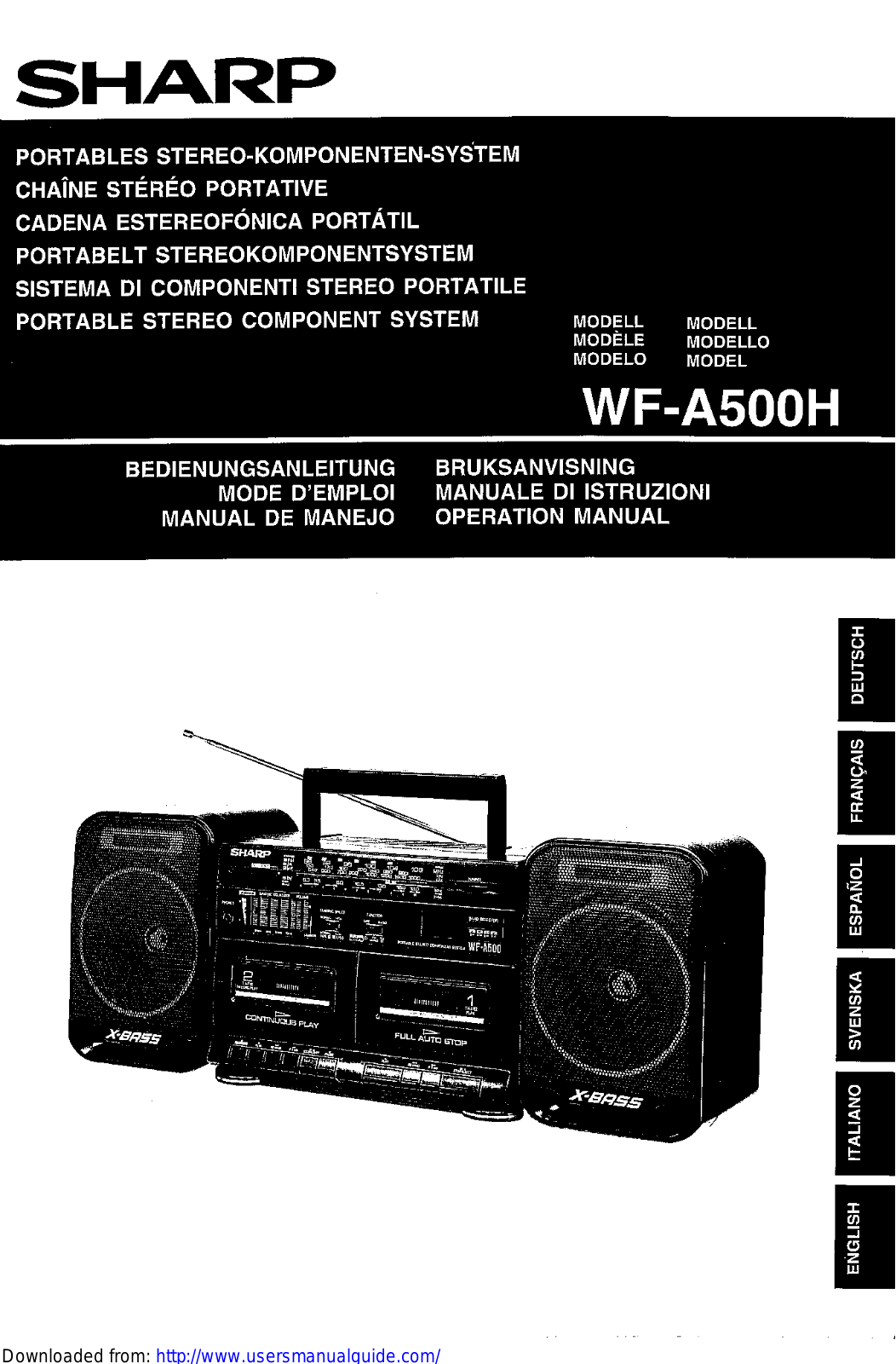 SHARP WF-A500H User Manual