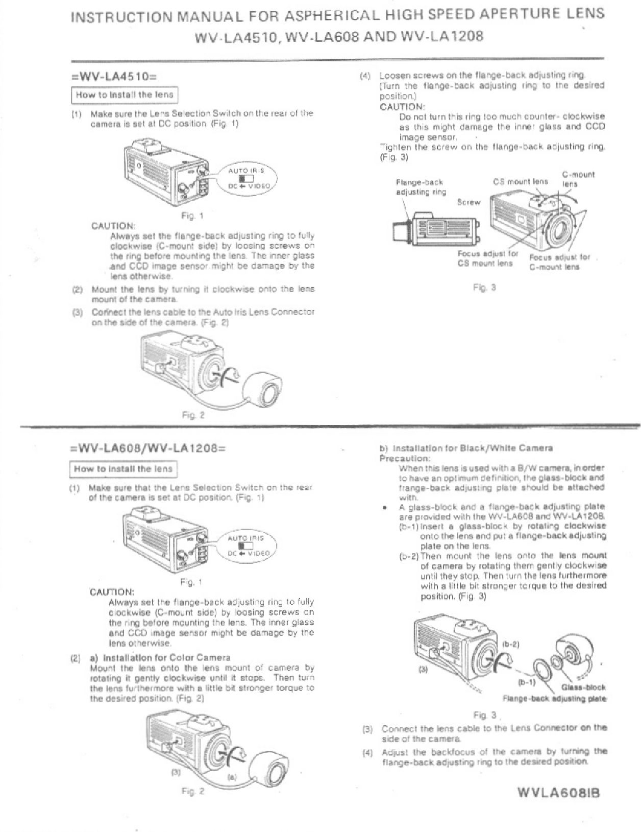 Panasonic WV-LA608, WV-LA1208, WV-LA4510 User Manual