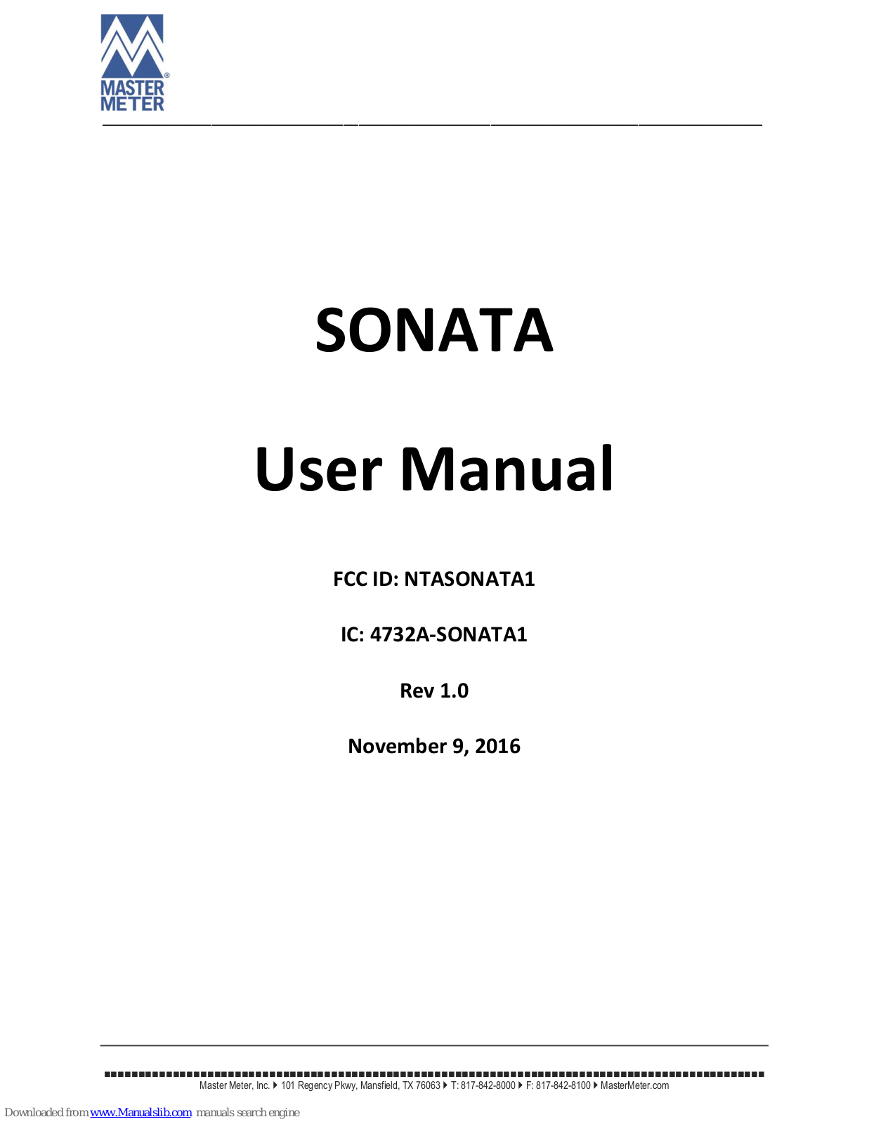 Master Meter Sonata User Manual - ManualMachine.com