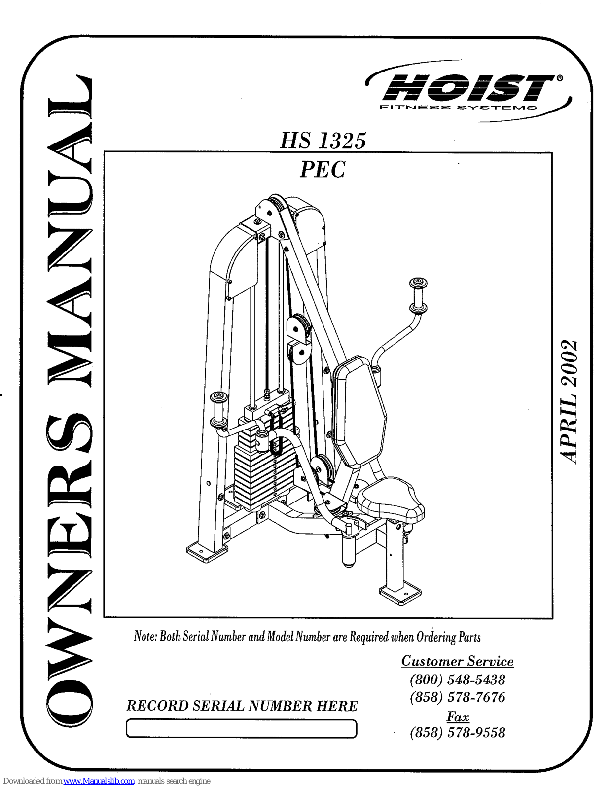 Hoist Fitness HS 1325 Owner's Manual