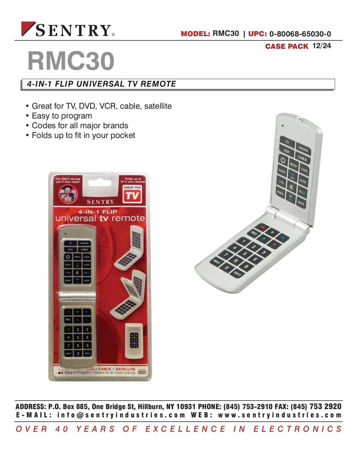 Sentry Industries 0-80068-65030-0 User Manual