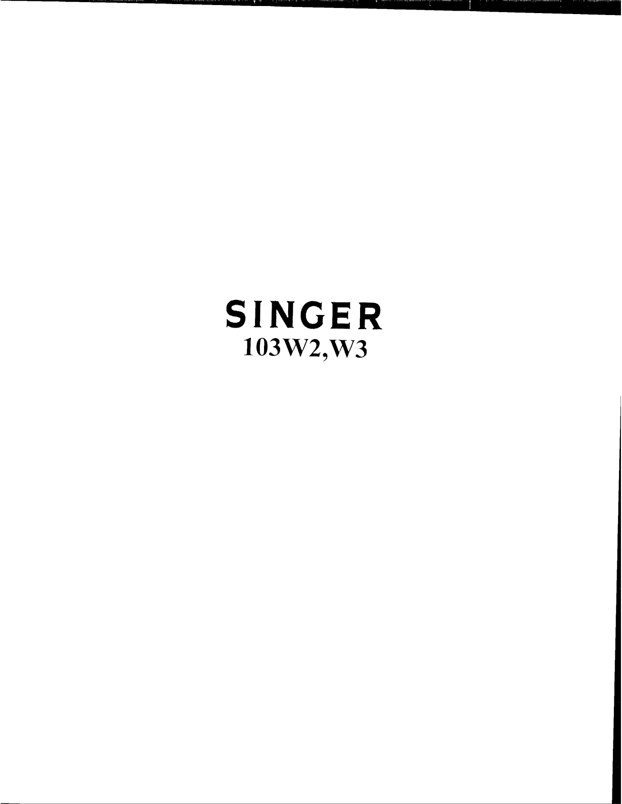 SINGER 103W2, 103W3 Parts List