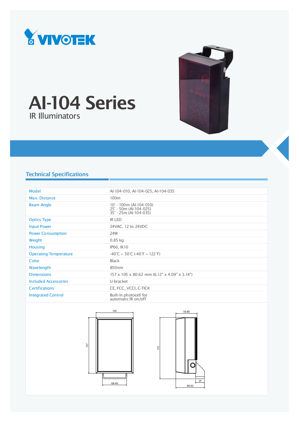 Vivotek AI-104-010, AI-104-035 Specsheet