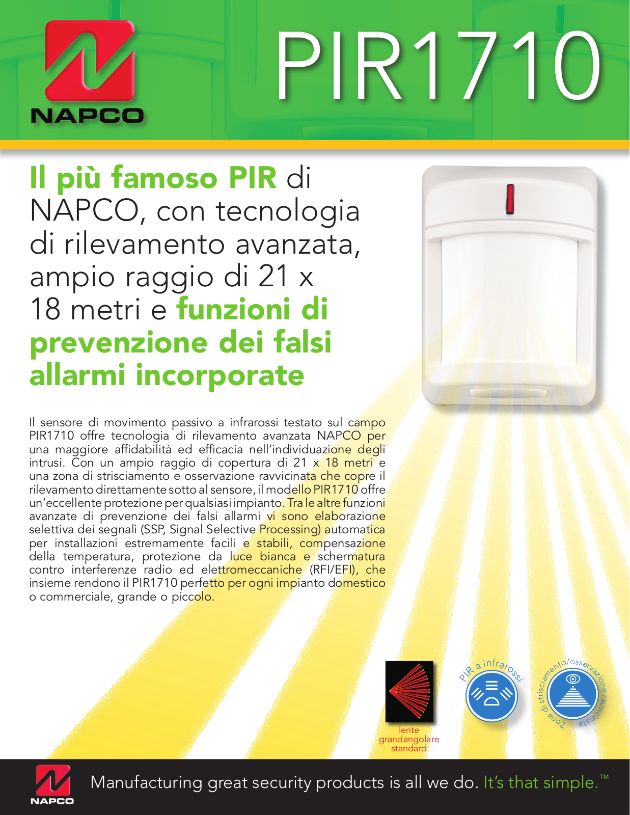 Napco PIR 1710 DATASHEET