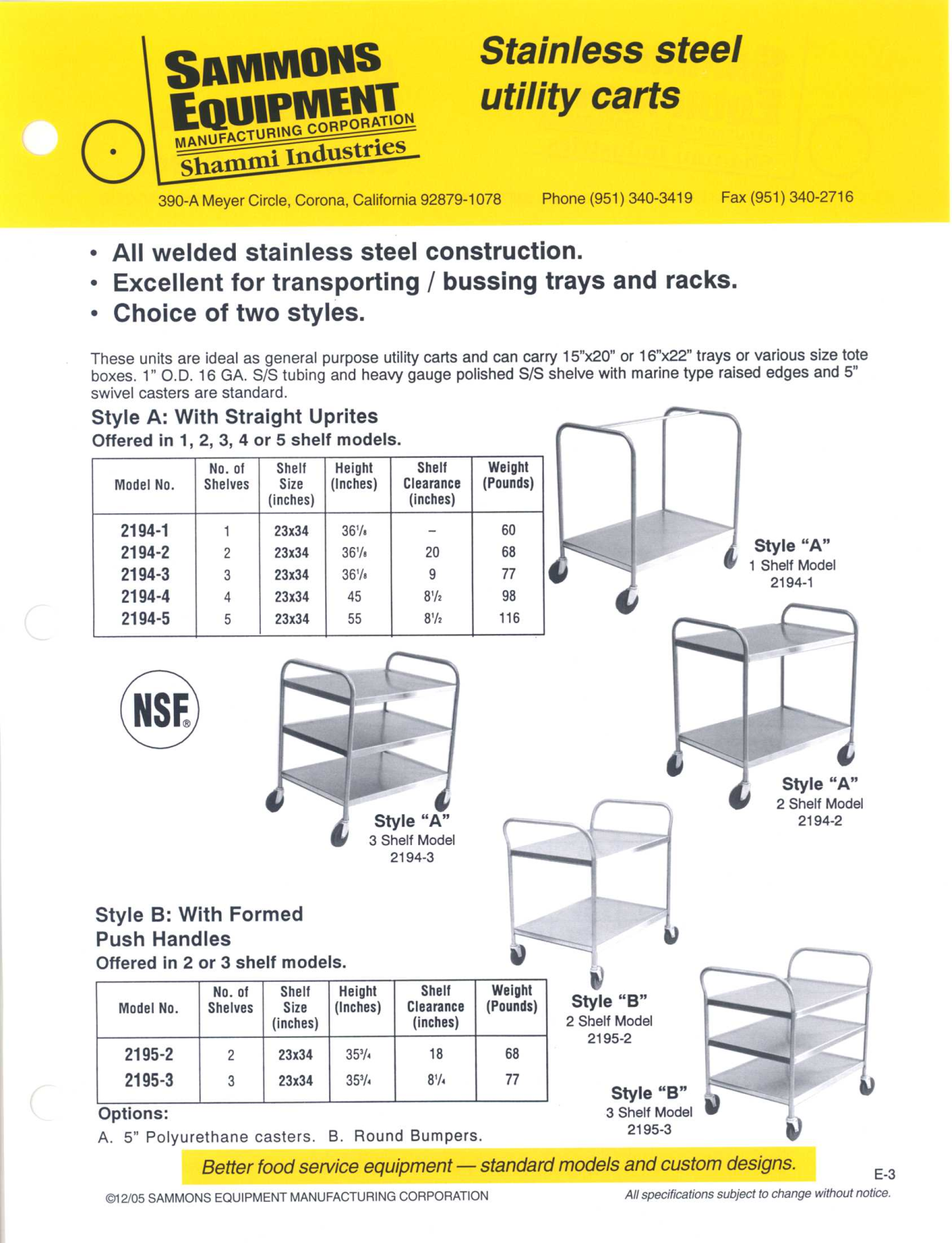 Sammons Equipment 2194-2 User Manual