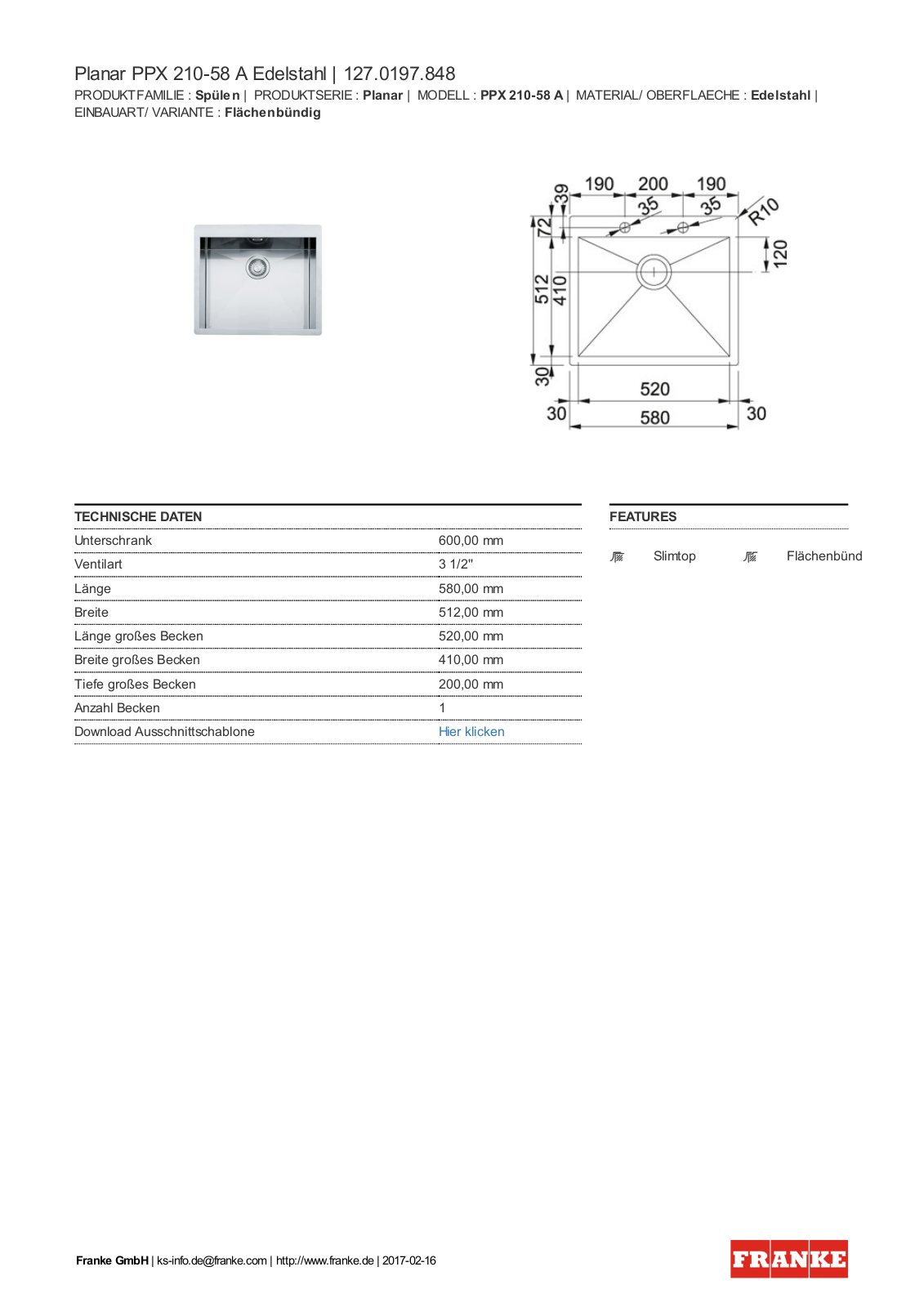 Franke PPX 210-58 A Service Manual