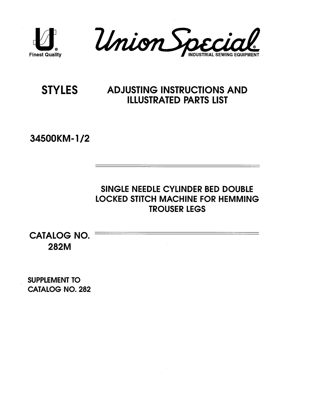 Union Special 34500KM-1/2 Parts List