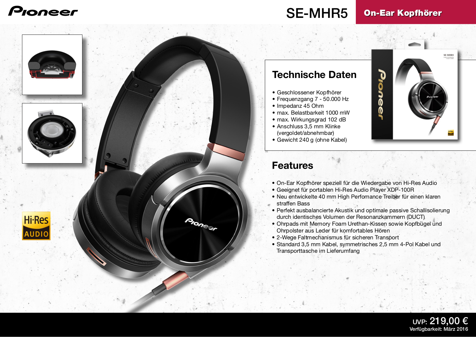 Pioneer SE-MHR5 Technical data