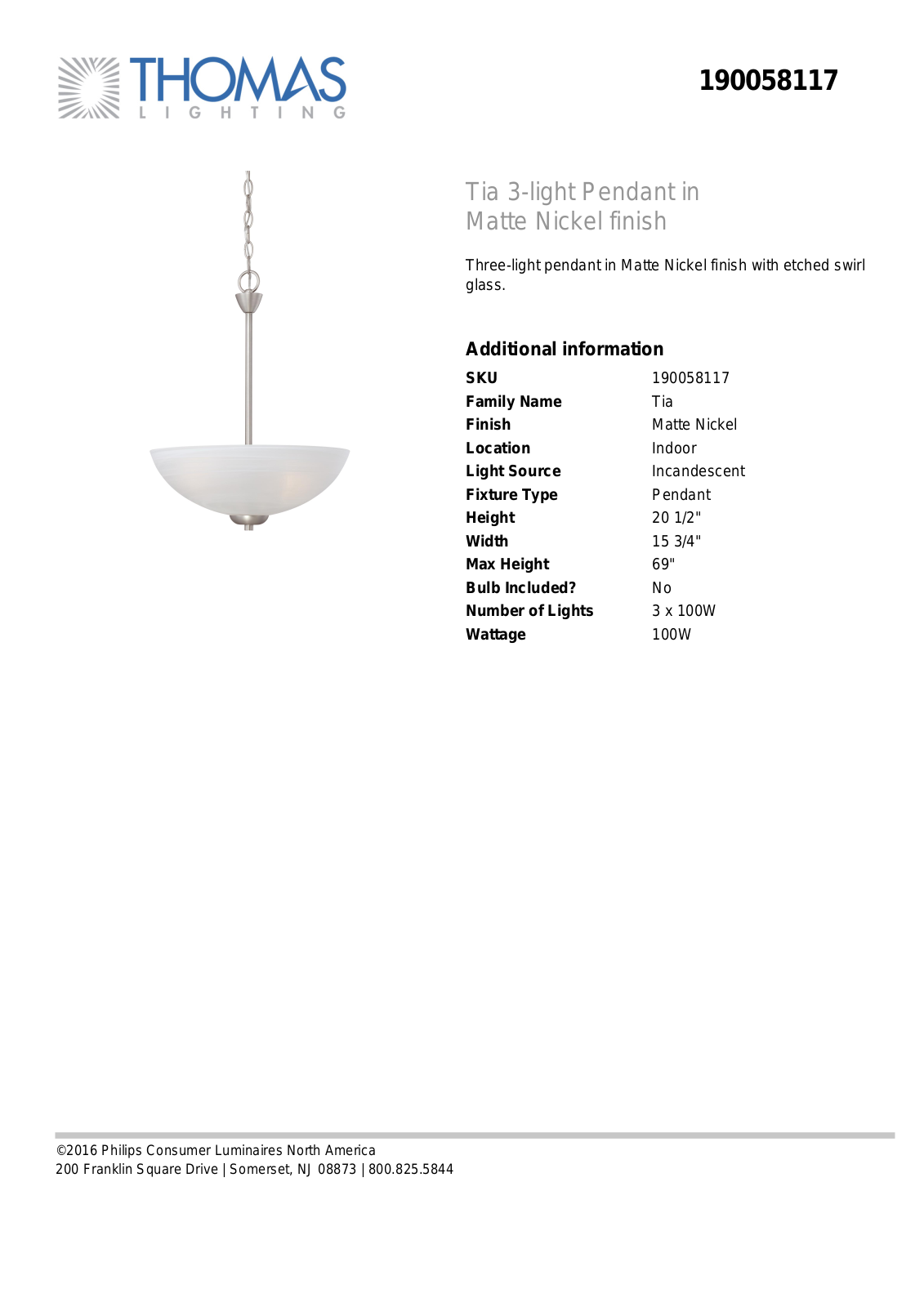 Thomas Lighting 190058117 User Manual - ManualMachine.com