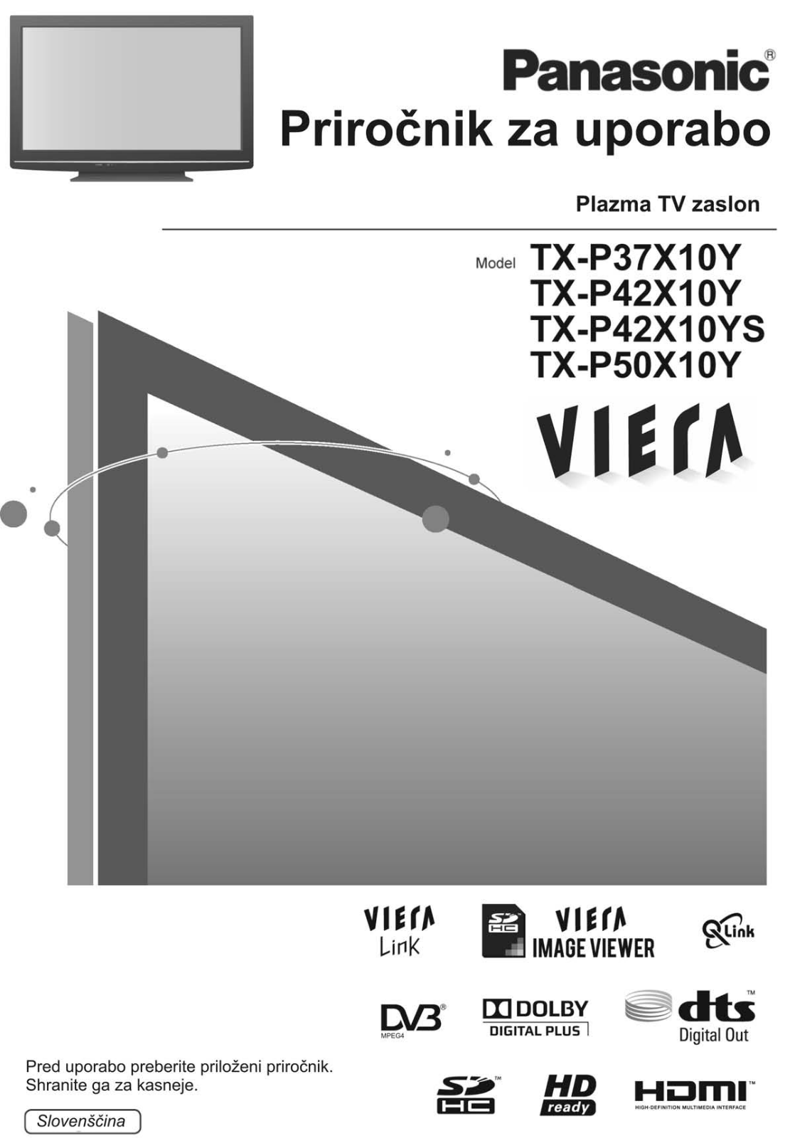 Panasonic TX-P42X10YS, TX-P50X10Y, TX-P37X10Y, TX-P42X10Y User Manual