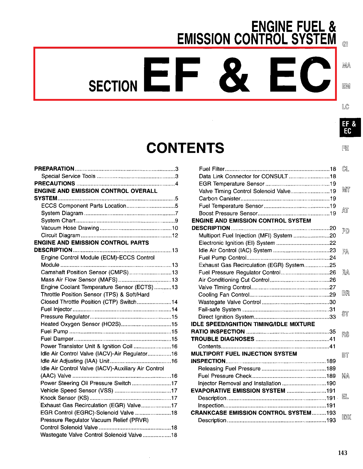 Nissan 300zx Emission Control System Section EC 1995 Owner's Manual