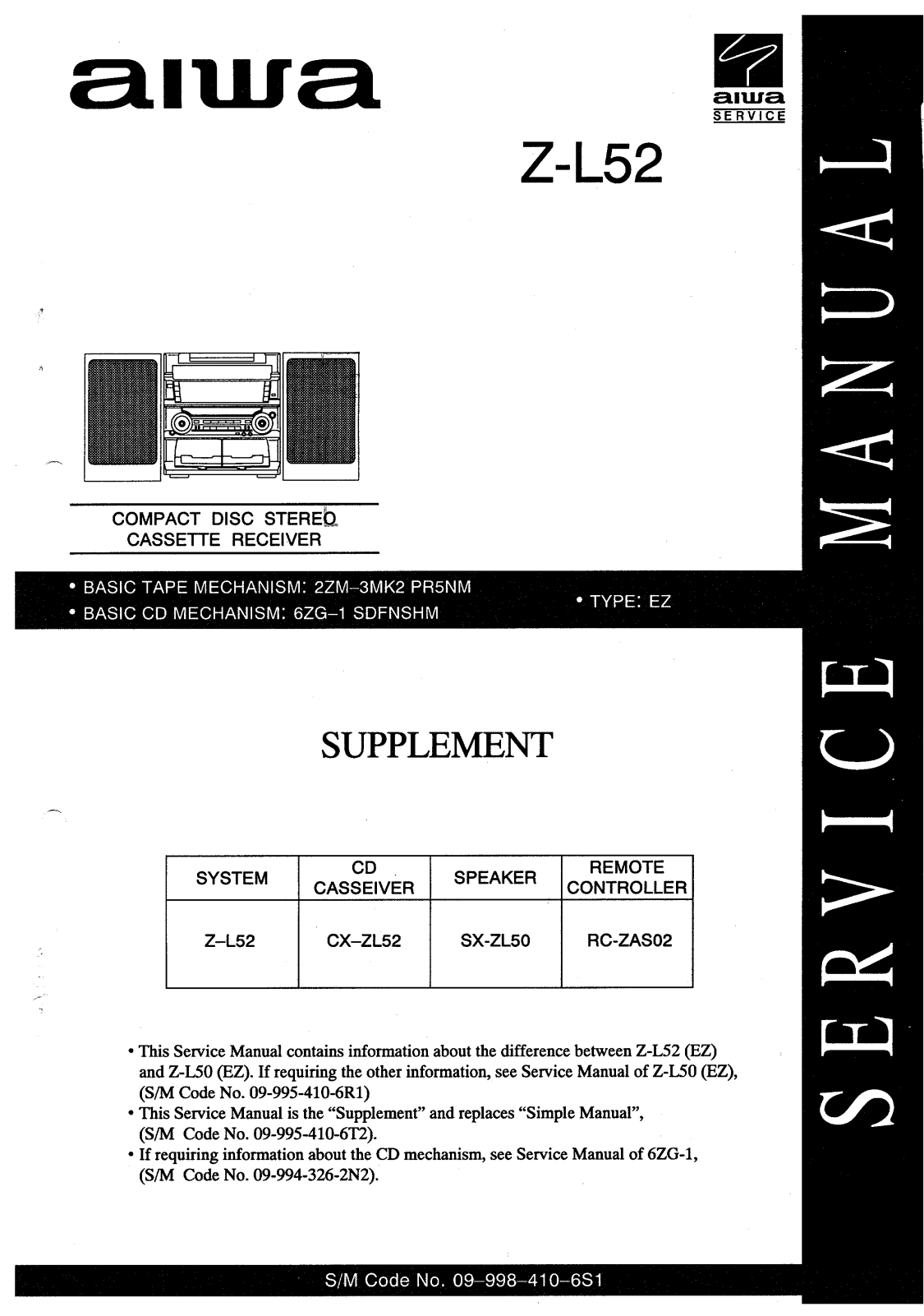 Aiwa Z L52 Service Manual