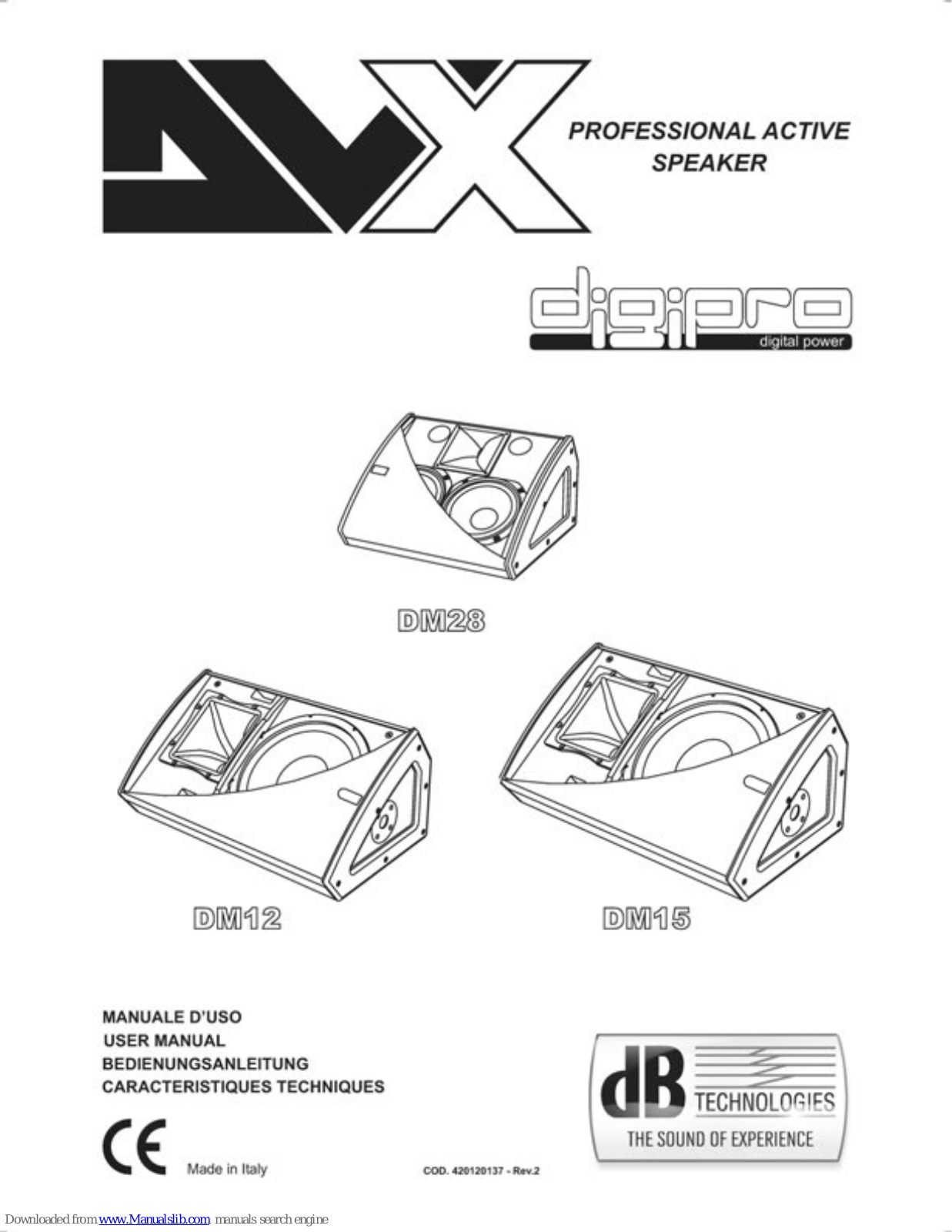 dB Technologies DIGIPRO DVX DM28, DIGIPRO DVX DM12, DIGIPRO DVX DM15 User Manual