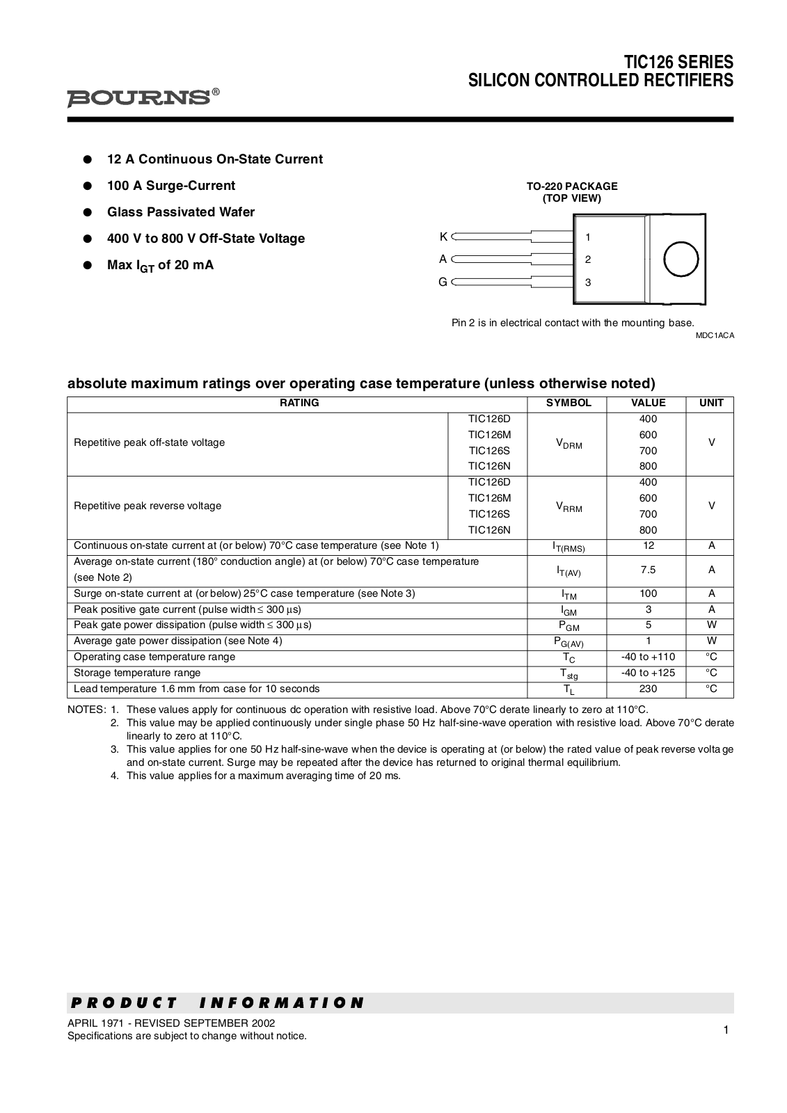 COMSET SEMI CONDUCTORS TIC 126M CSC Datasheet - ManualMachine.com