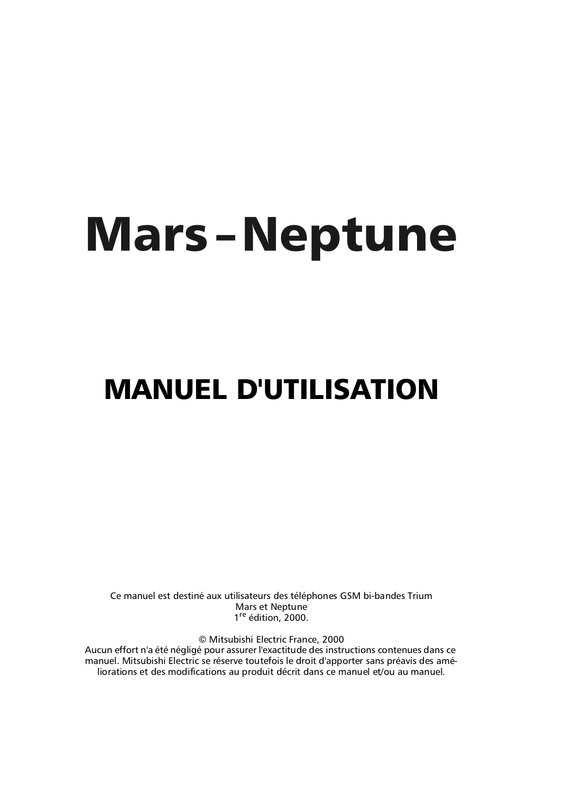 Mitsubishi TRIUM NEPTUNE, TRIUM MARS User Manual