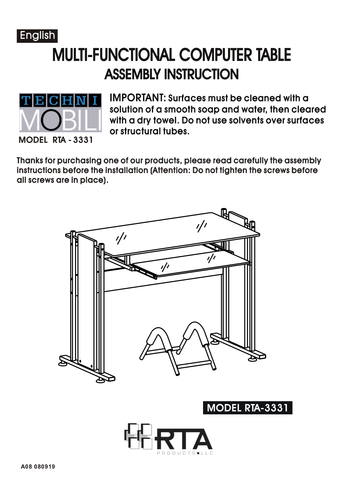 RTA Products RTA-3331 User Manual