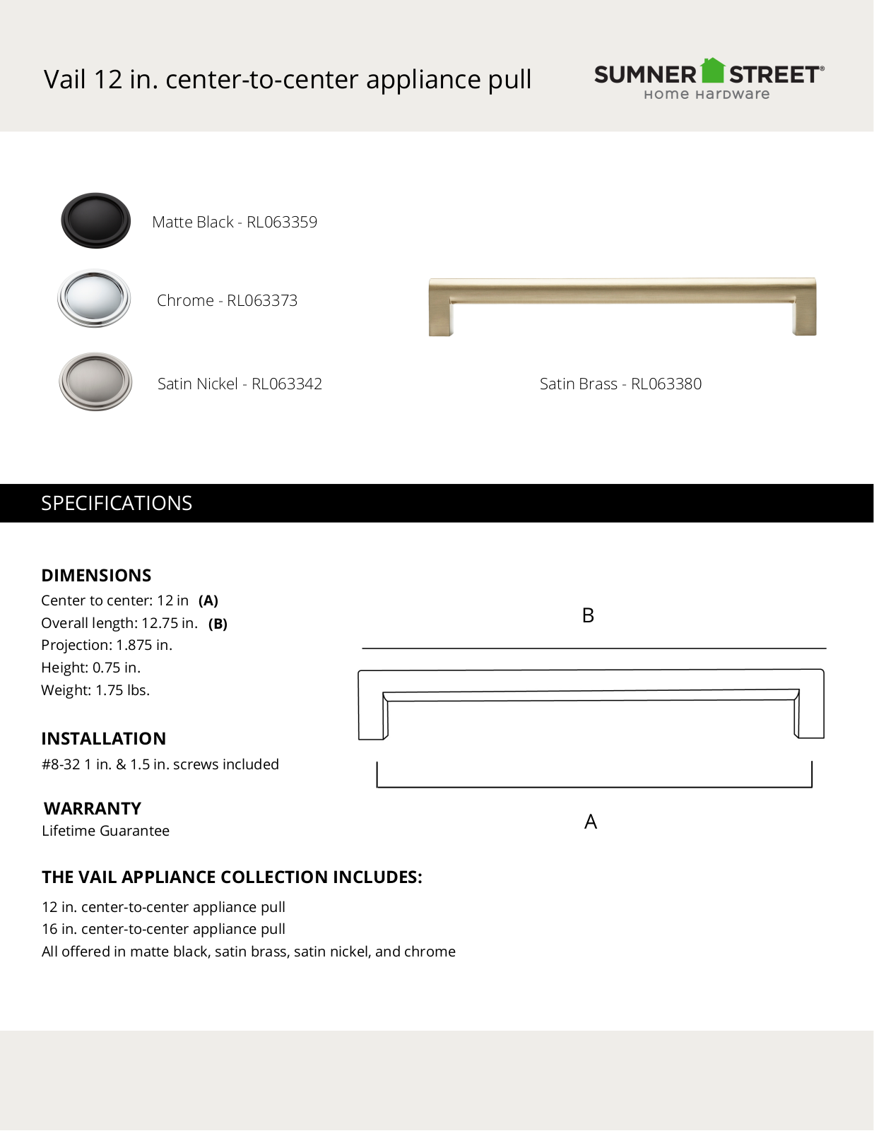 Sumner Street Home Hardware CTHD1265 Specifications - ManualMachine.com