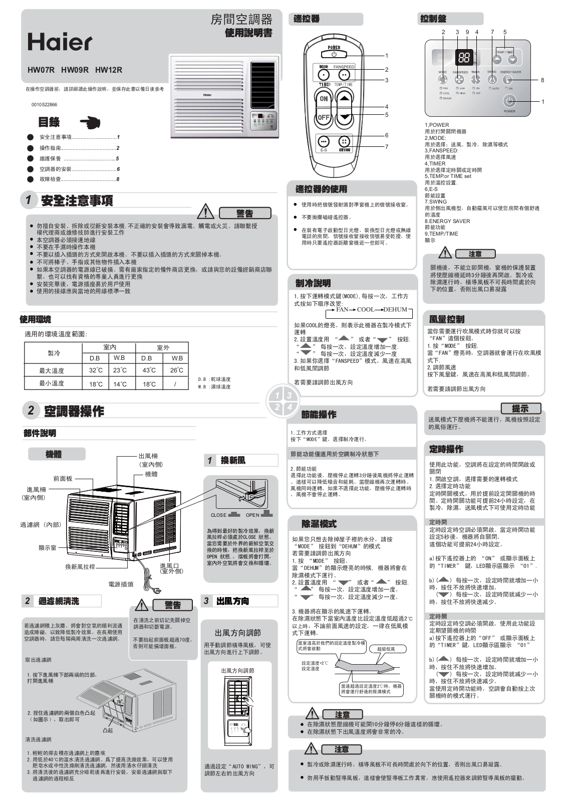 Haier HW-09LN03-HK, HW-12LN03-HK User Manual