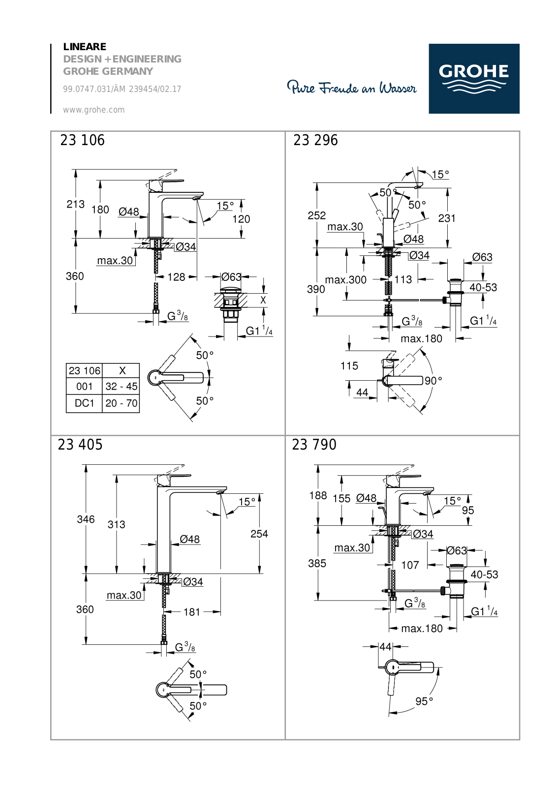 GROHE 23 106, 23 296 Assembly Manual