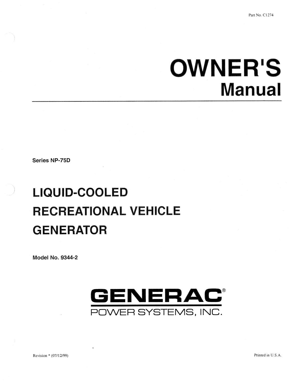 Generac 9344-2 User Manual