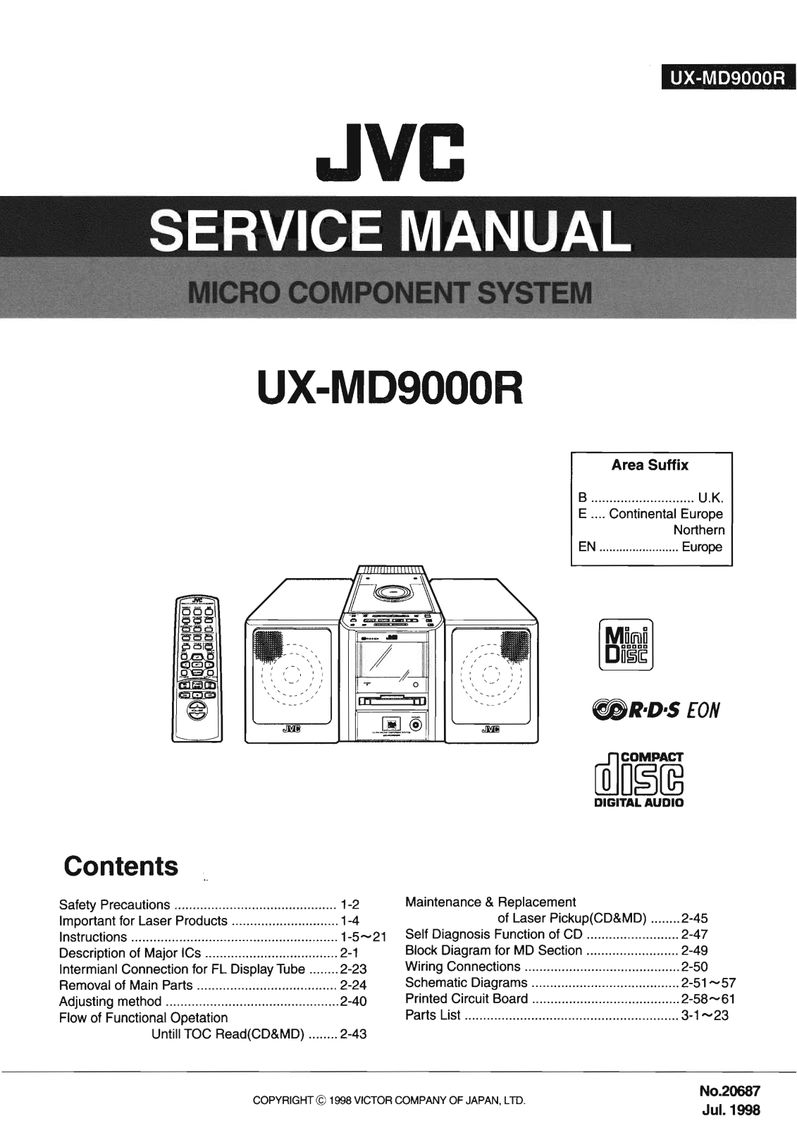 Jvc UX-MD9000-R Service Manual