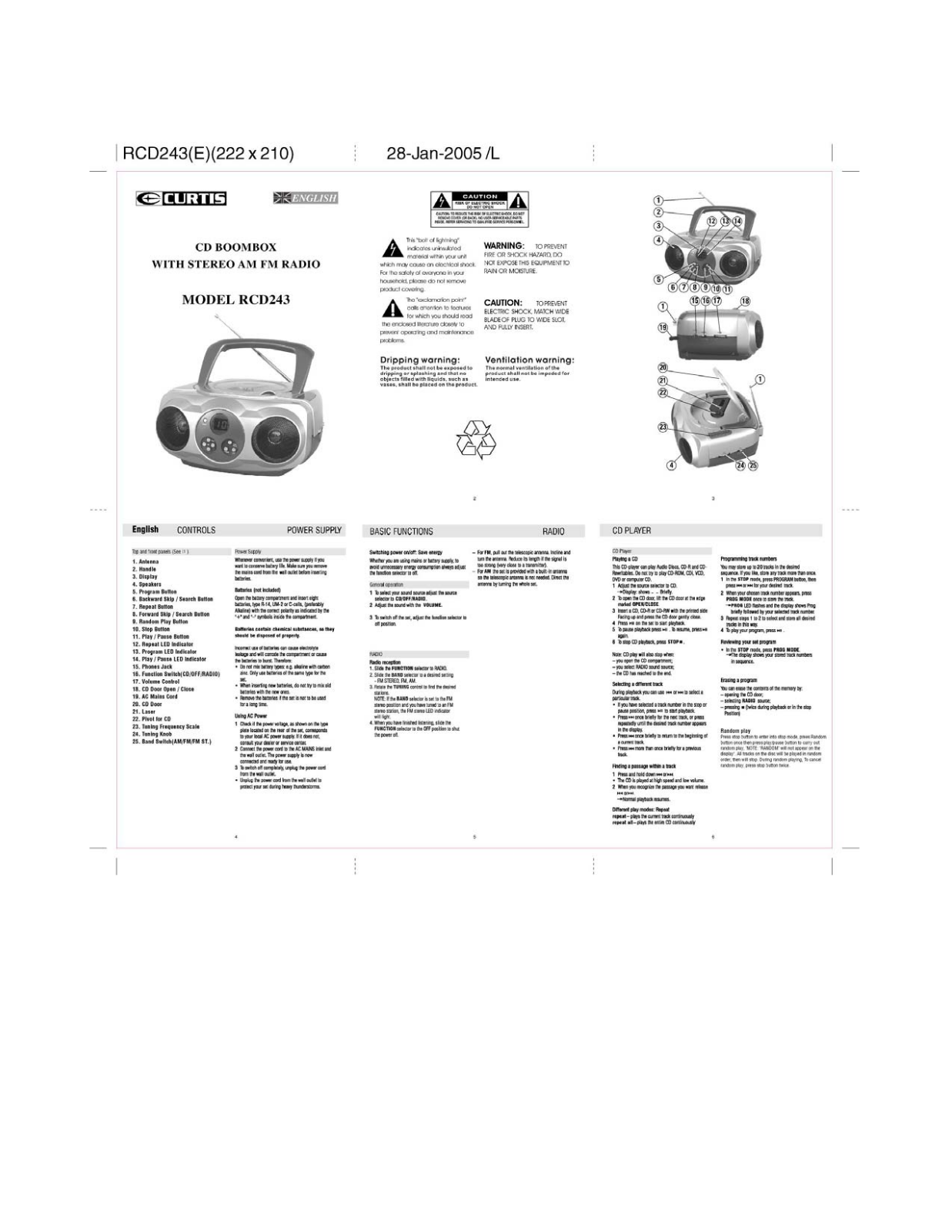 CURTIS RCD243 User Manual