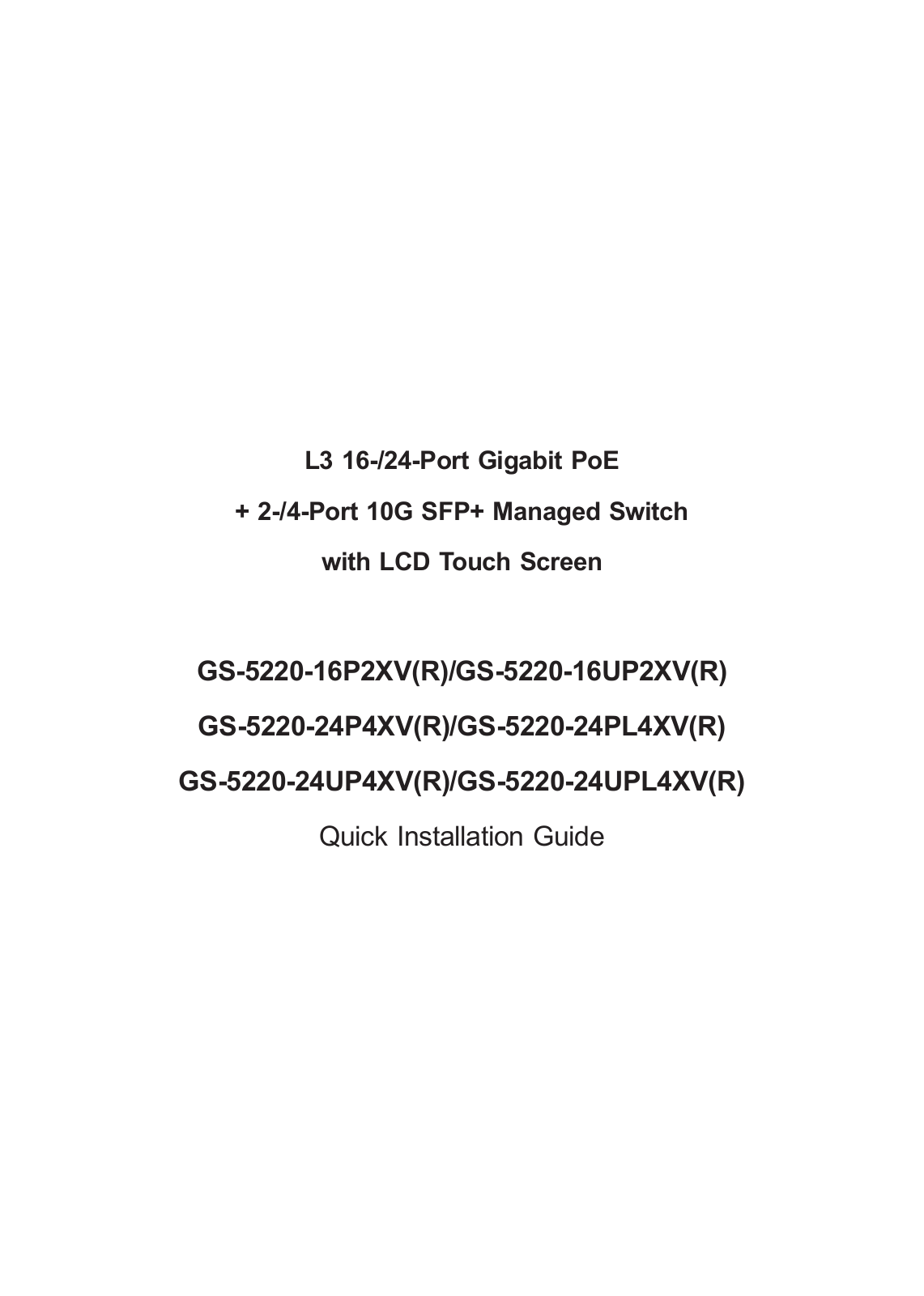 Planet GS-5220 Installation Manual