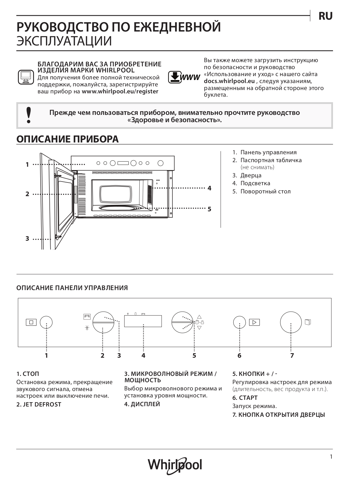 WHIRLPOOL W7 MN810 Daily Reference Guide