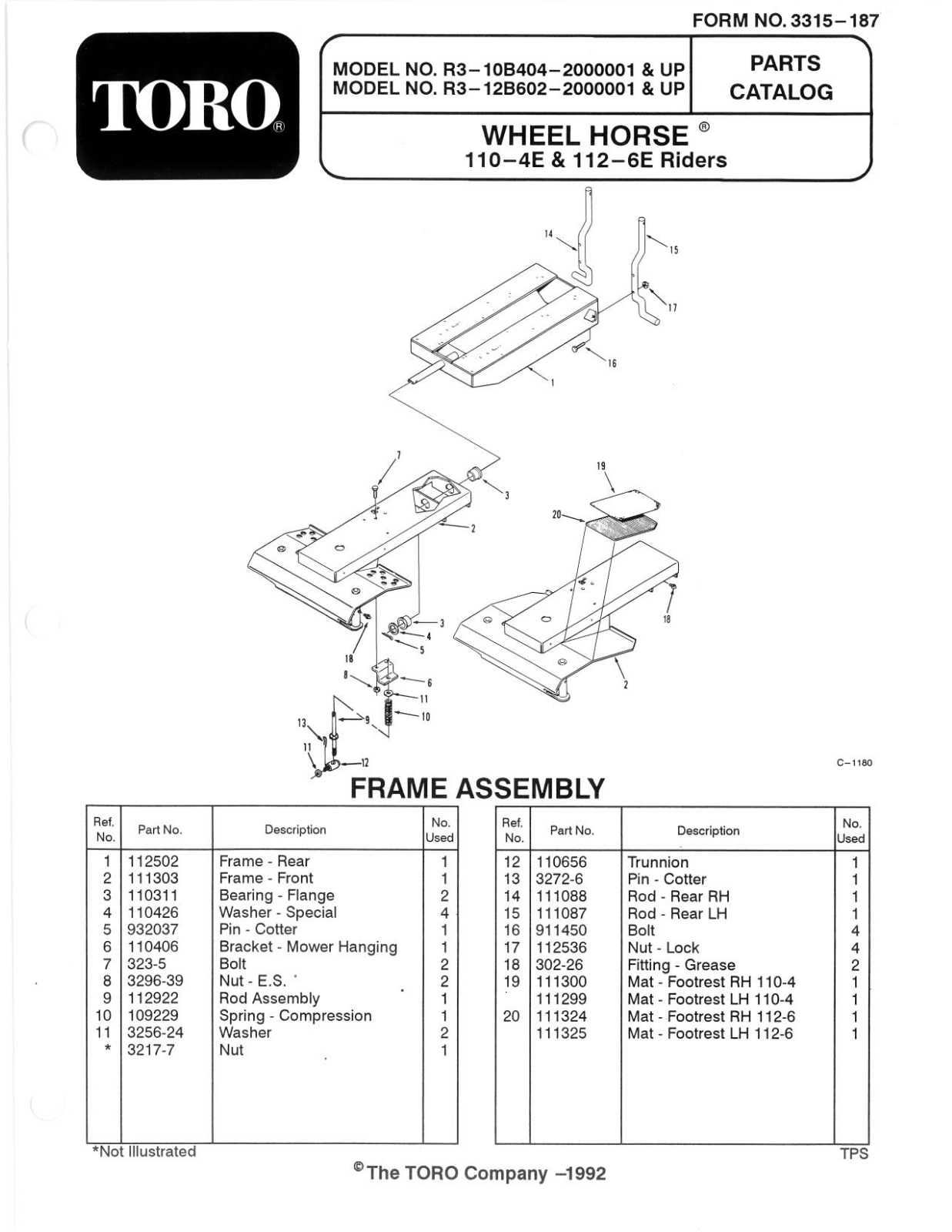 Toro R3-12B602, R3-10B404 Parts Catalogue