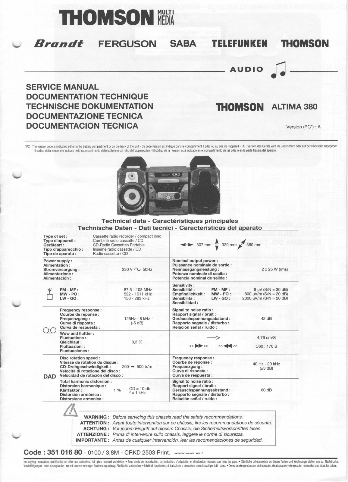 THOMSON ALTIMA 380 Schematic