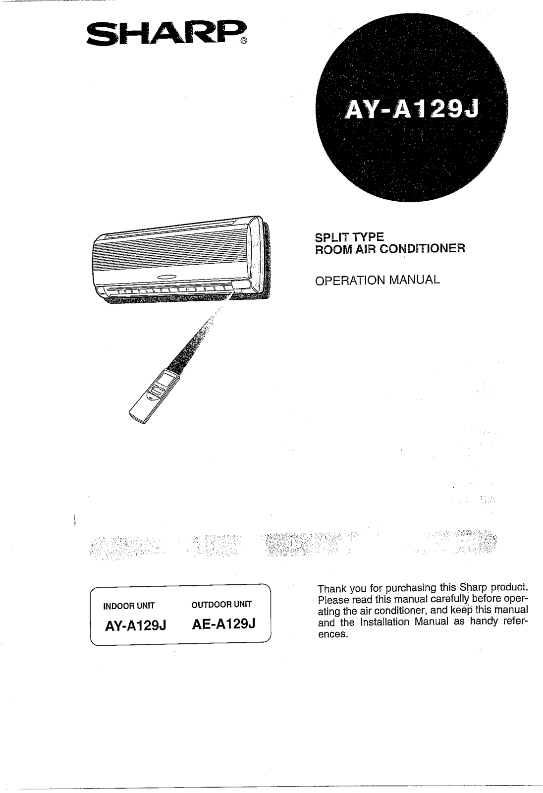 Sharp AY-A129J Operation Manual